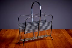 Retro Mathieu Matégot Magazine Rack or Stand or Tray in Black and Brass France, 1950s