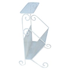 Mathieu Matégot Magazine Rack White Wrought Iron Mid-Century Modern France, 1960