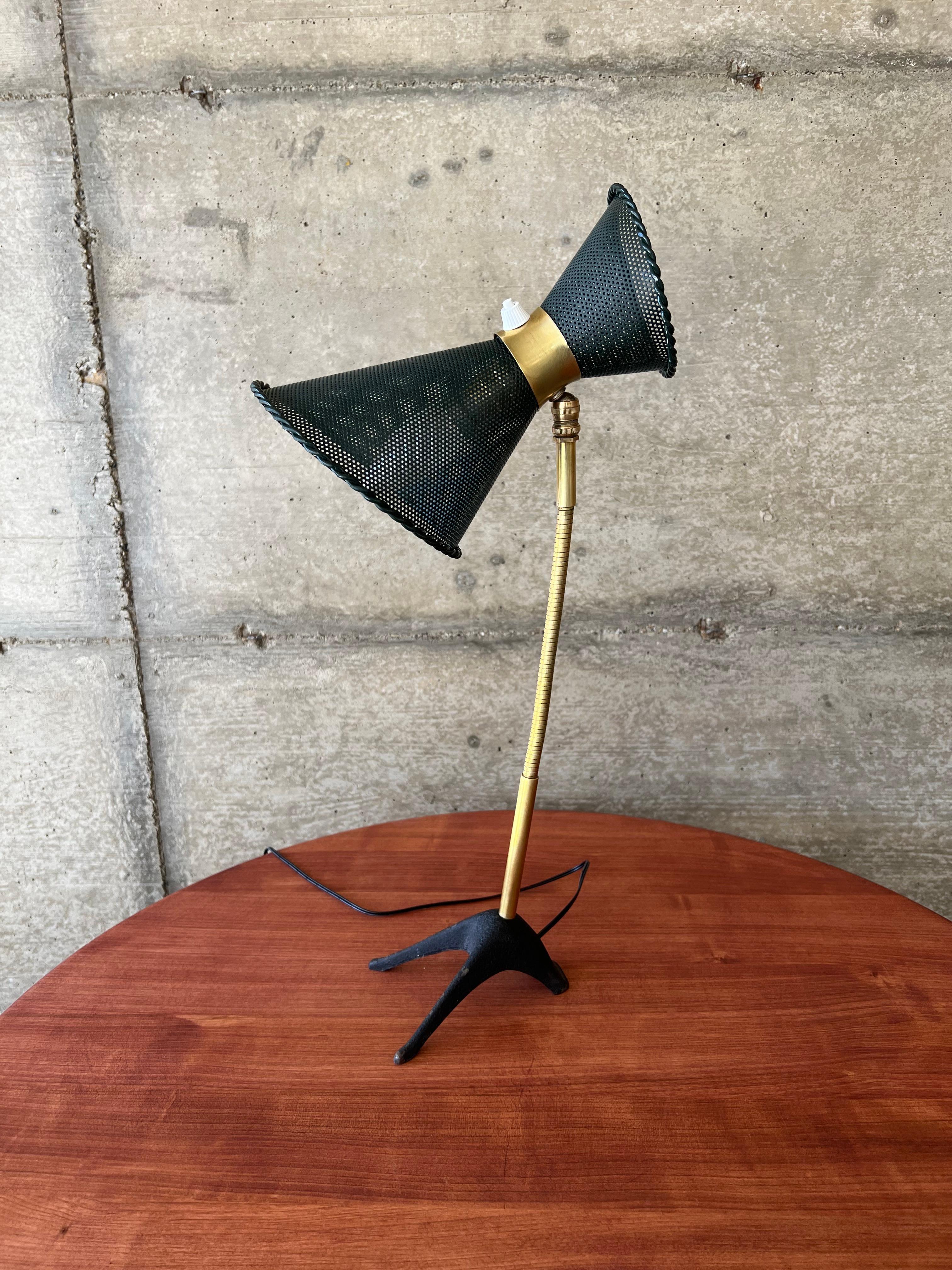 Mathieu Matégot Metal and Brass, Desk Lamp, 1950s For Sale 4
