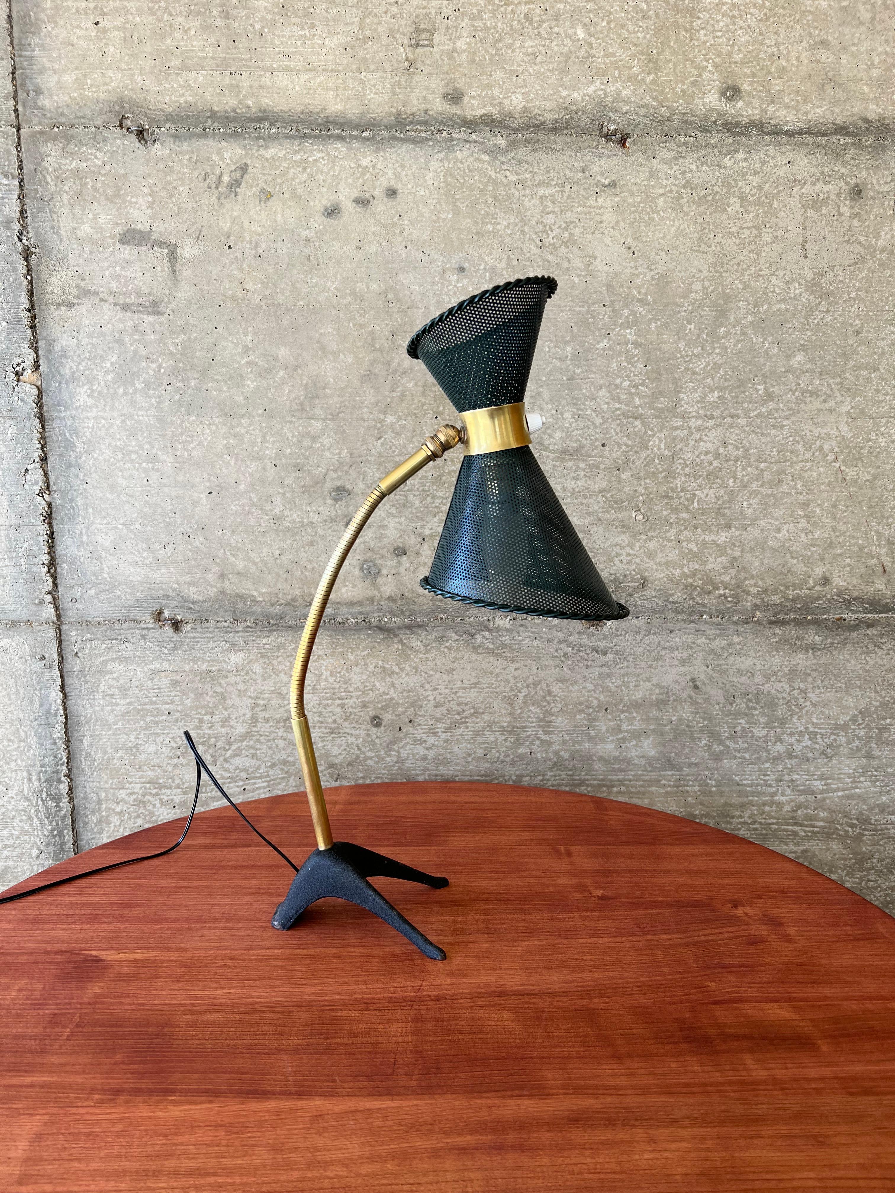 Mathieu Matégot Metal and Brass, Desk Lamp, 1950s For Sale 9