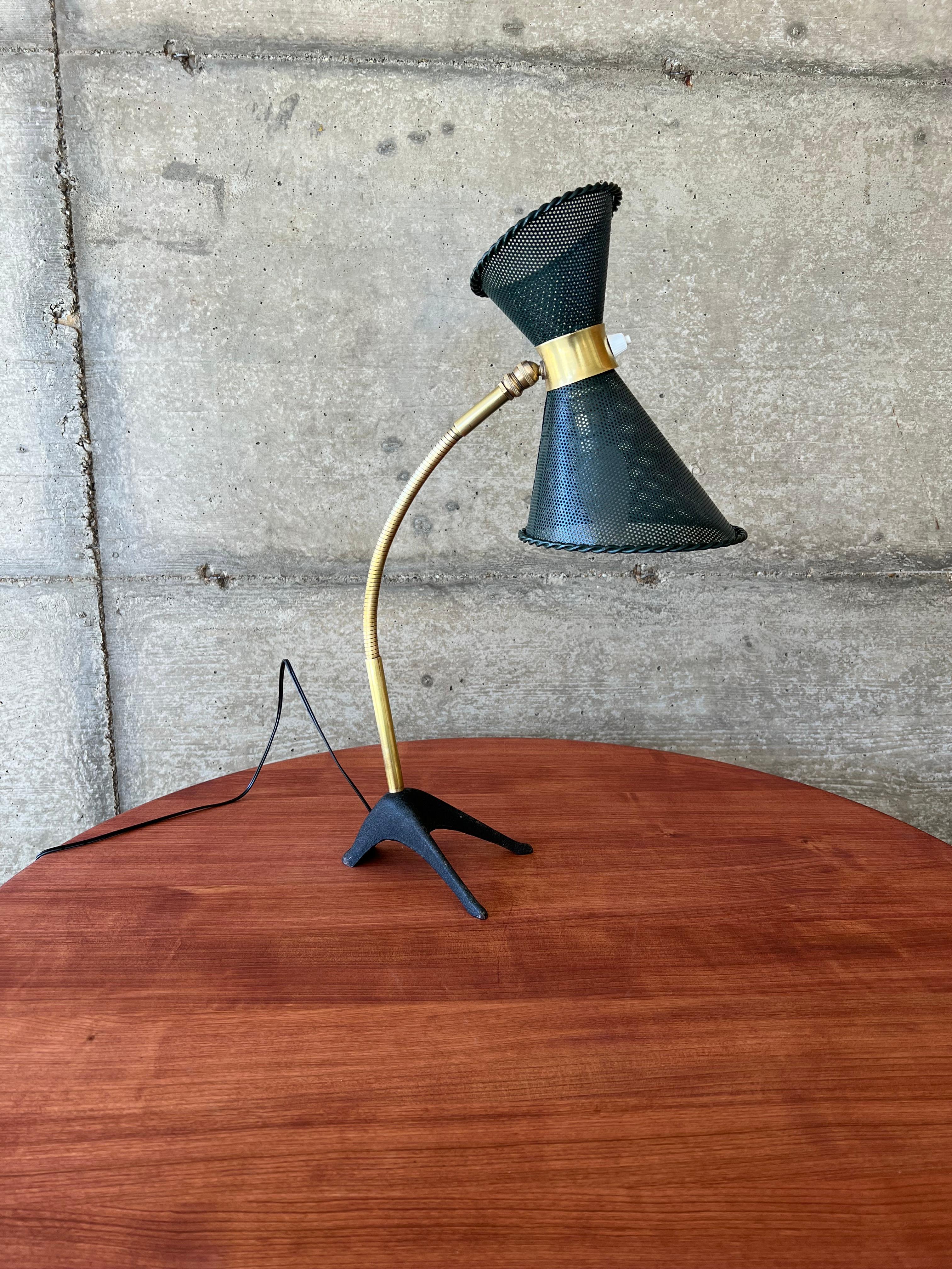 Mathieu Matégot Metal and Brass, Desk Lamp, 1950s For Sale 10