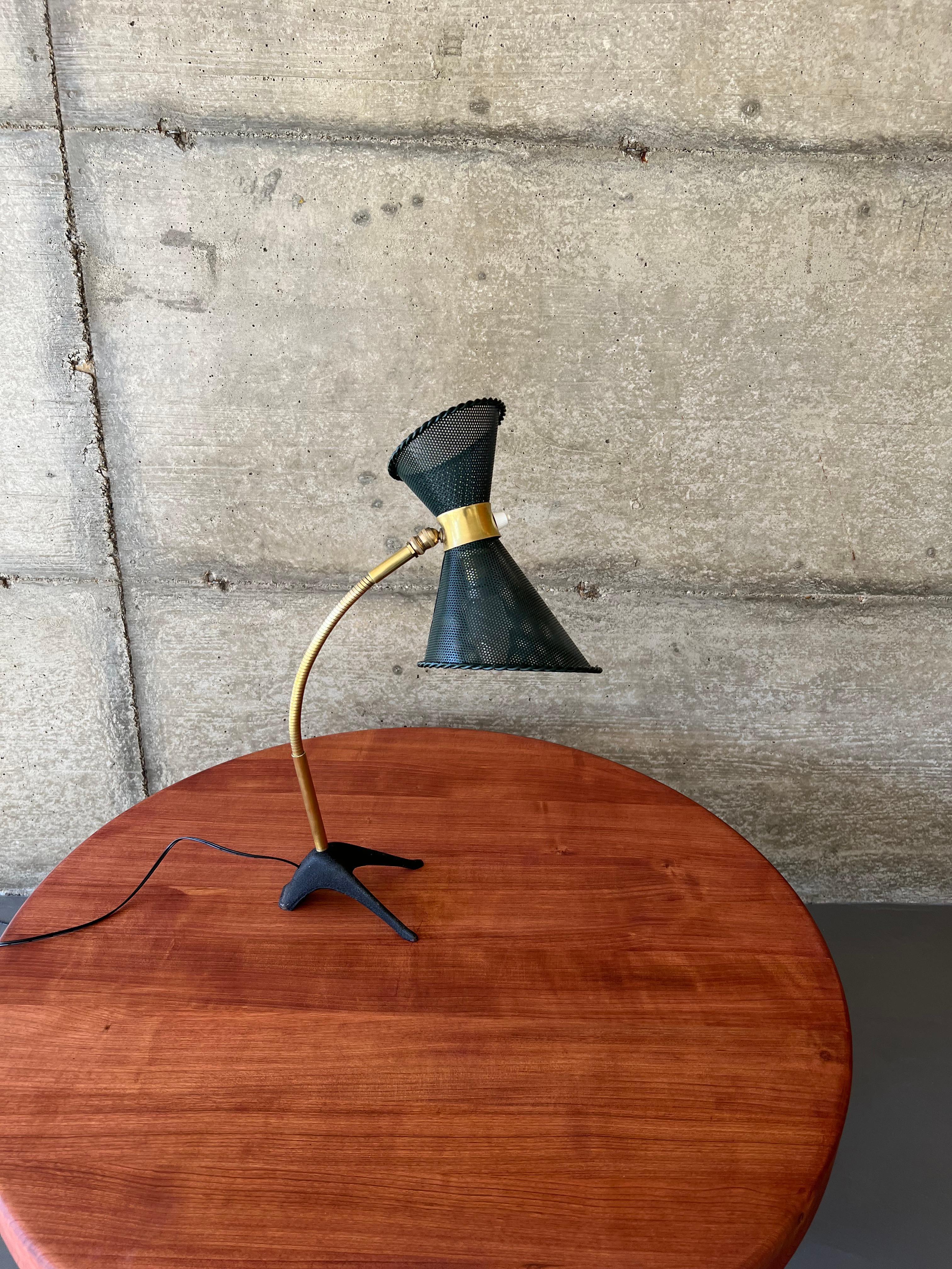Mathieu Matégot Metal and Brass, Desk Lamp, 1950s For Sale 14