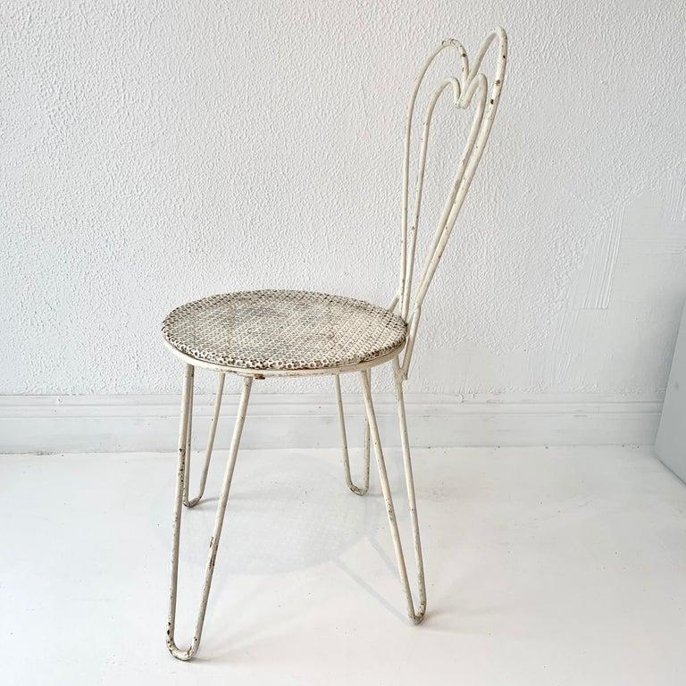 Mid-Century Modern Mathieu Matégot Metal Heart Chair For Sale
