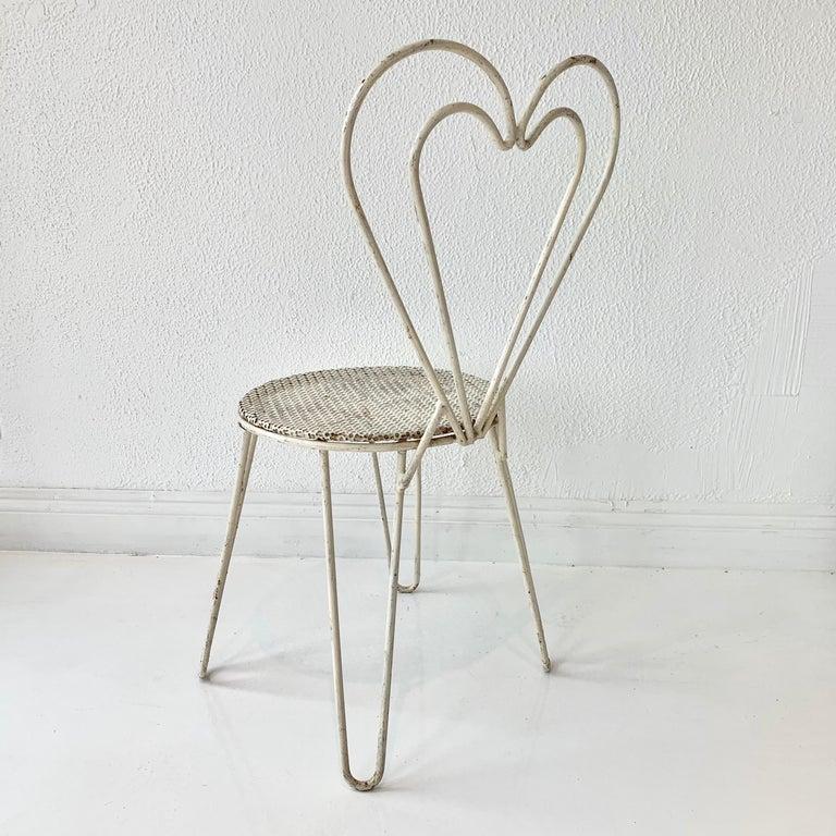 French Mathieu Matégot Metal Heart Chair For Sale