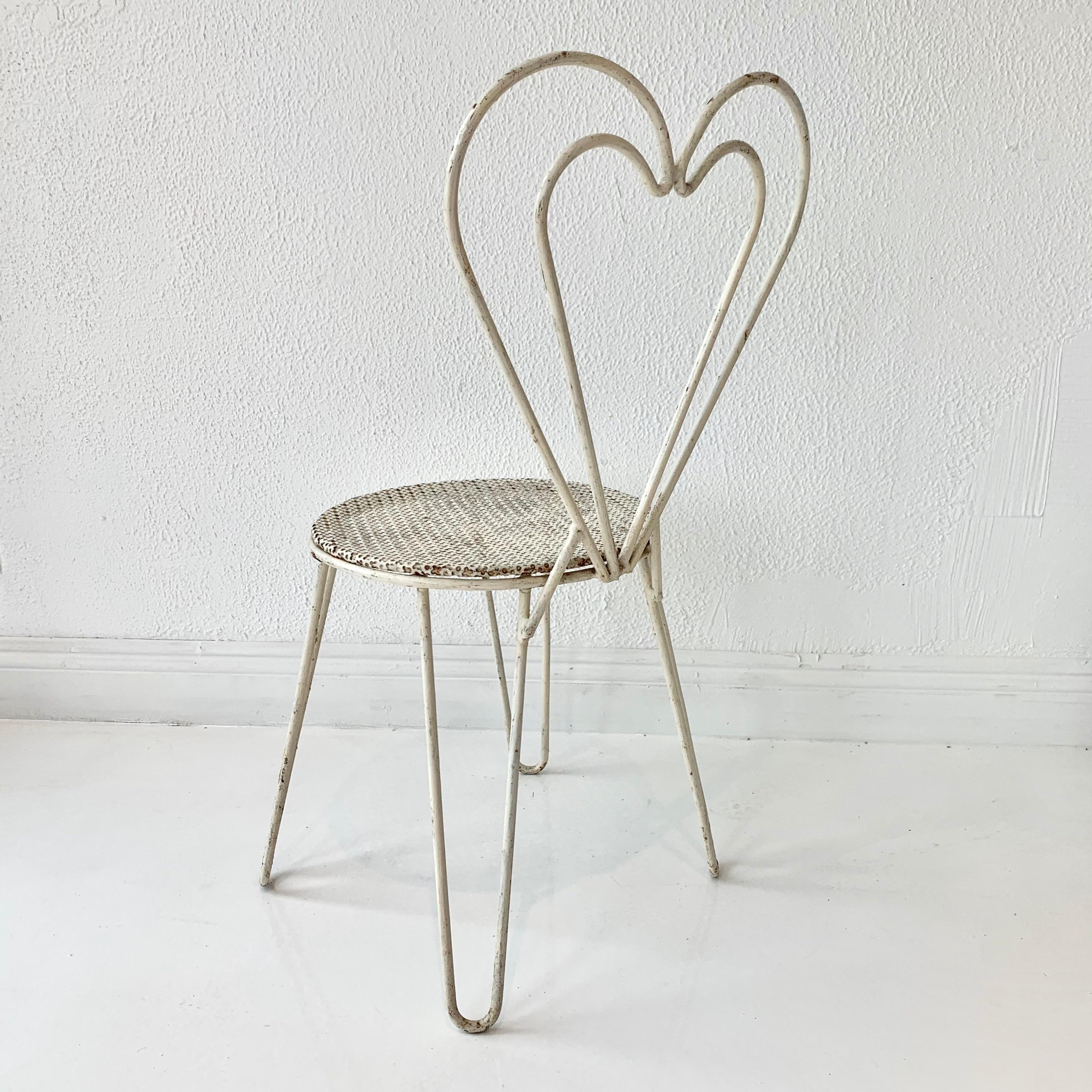 French Mathieu Matégot Metal Heart Chairs
