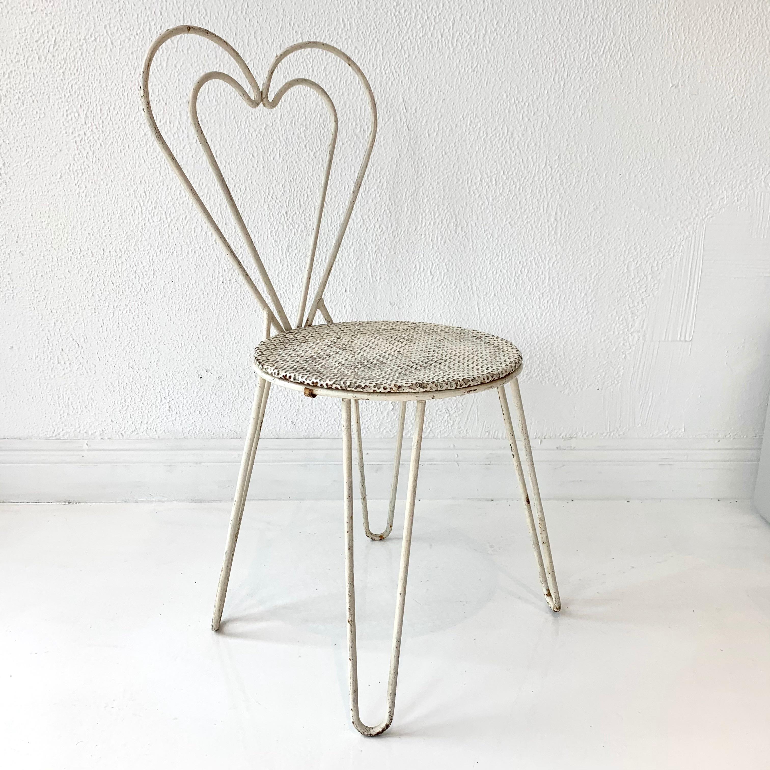 Mathieu Matégot Metal Heart Chairs In Good Condition In Los Angeles, CA