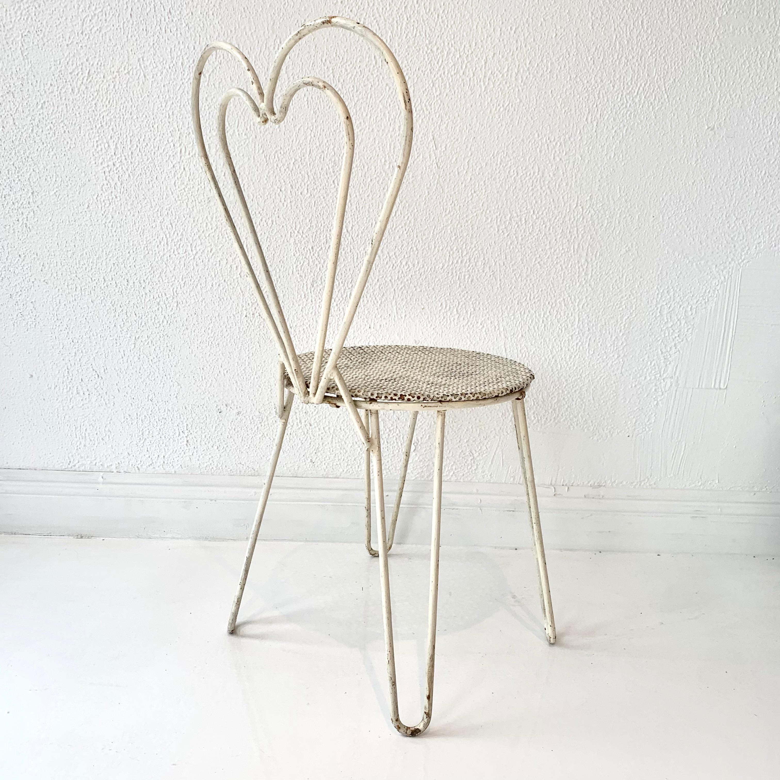 Mid-20th Century Mathieu Matégot Metal Heart Chairs