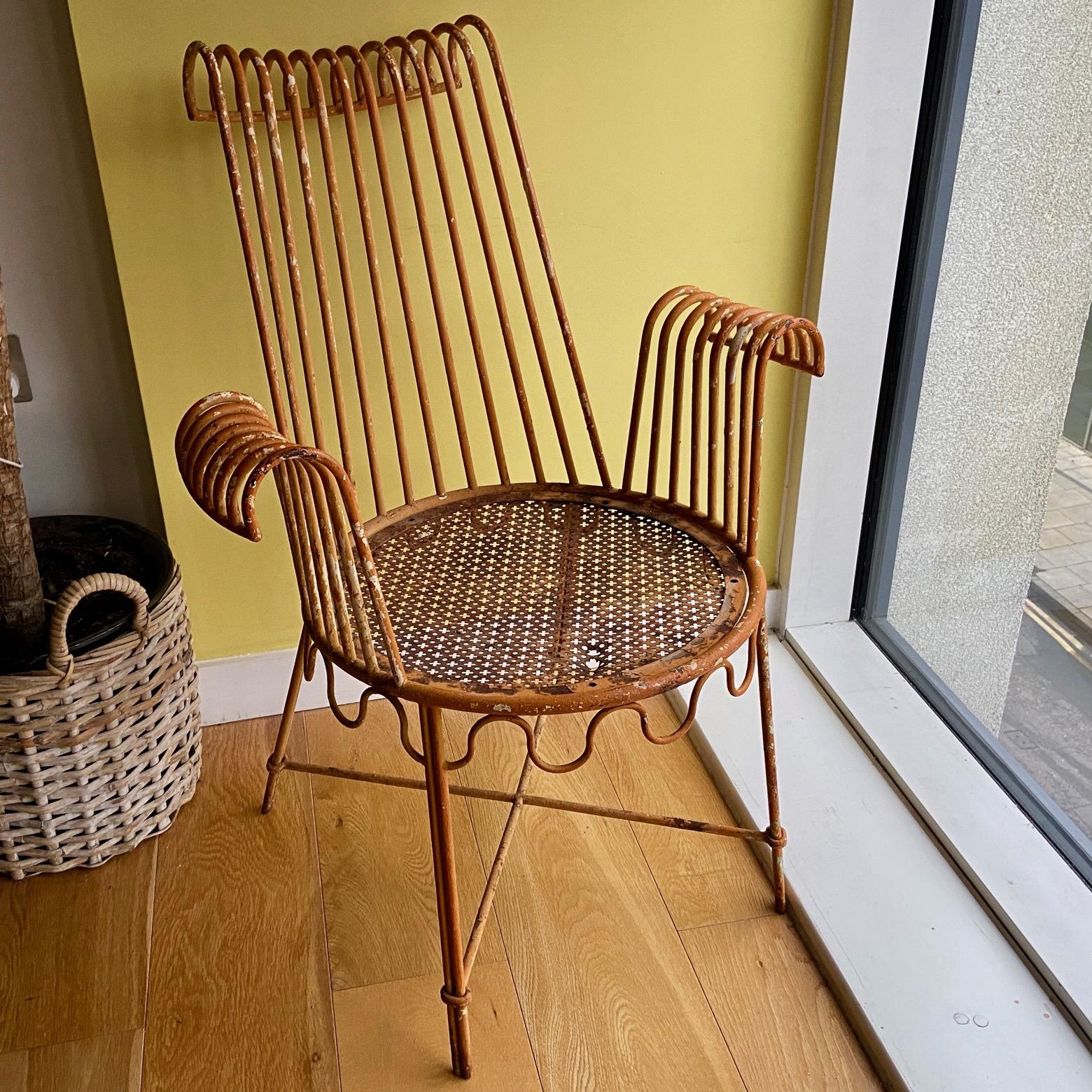 Painted Mathieu Matégot Metal Outdoor Chair Similar to the Cap d'Ail Model, 1950s French
