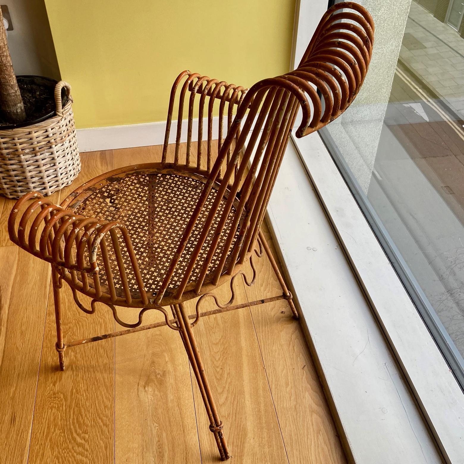 Mid-Century Modern Mathieu Matégot Metal Outdoor Chair Similar to the Cap d'Ail Model, 1950s French