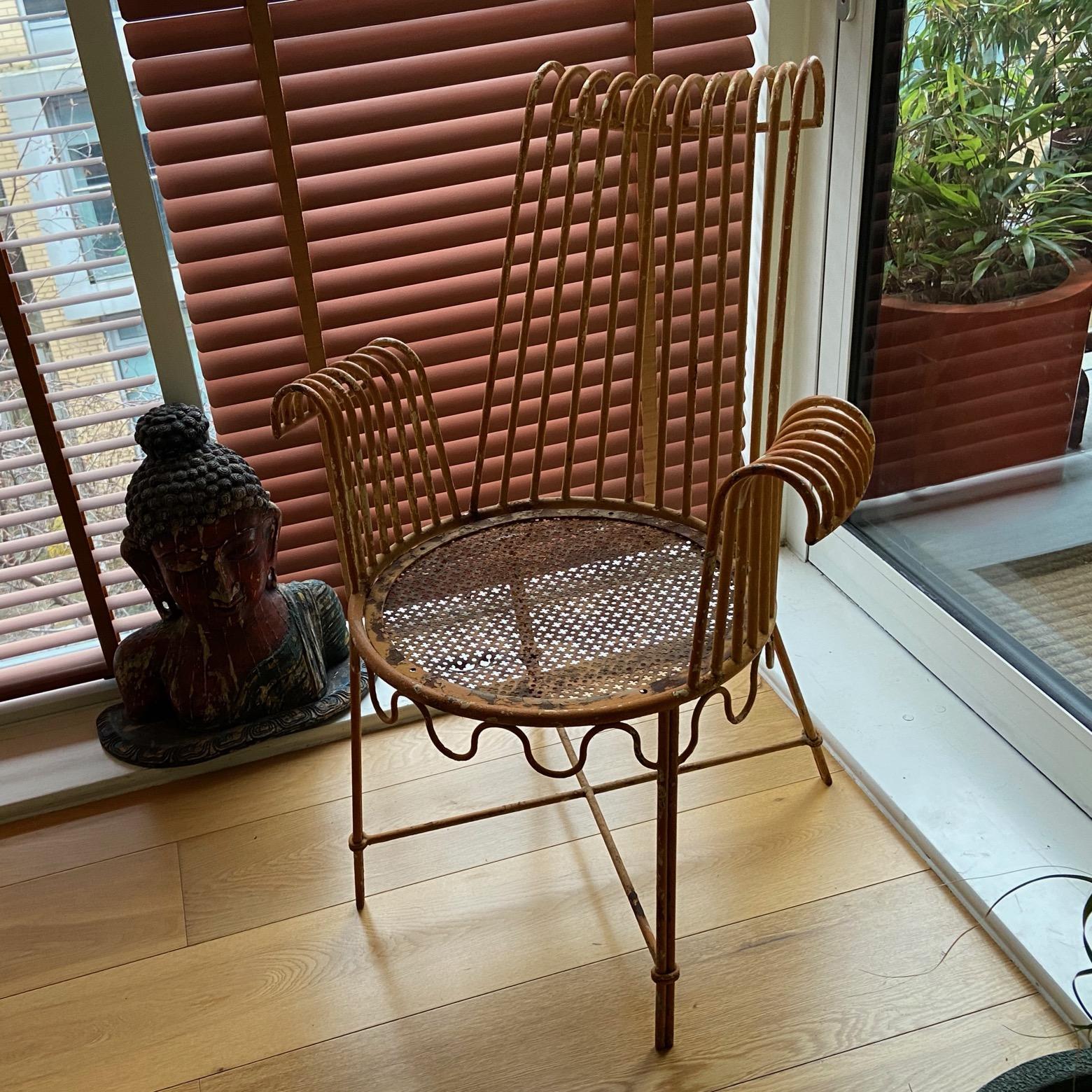 Mathieu Matégot Metal Outdoor Chair Similar to the Cap d'Ail Model, 1950s French 1