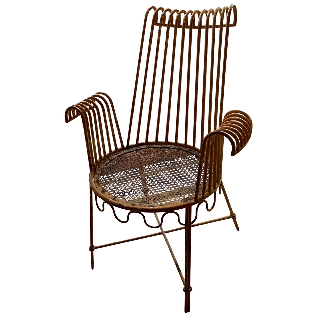 Mathieu Matégot Metal Outdoor Chair Similar to the Cap d'Ail Model, 1950s French