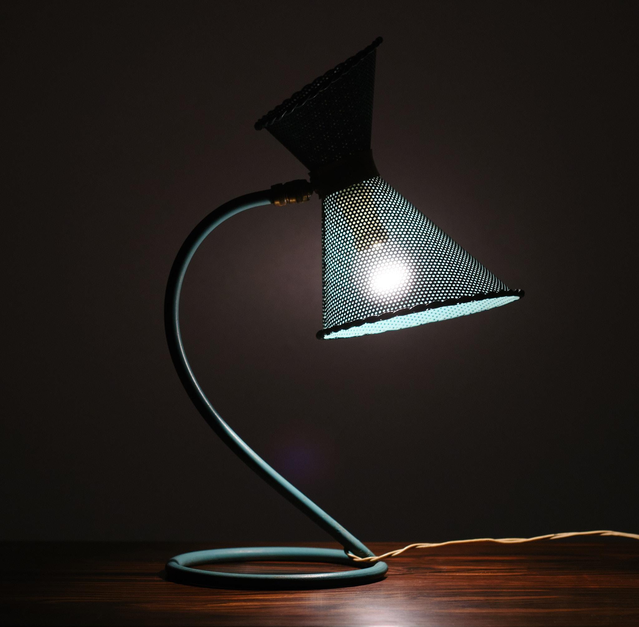 Mathieu Mategot Metal Table Lamp, 1950s 4