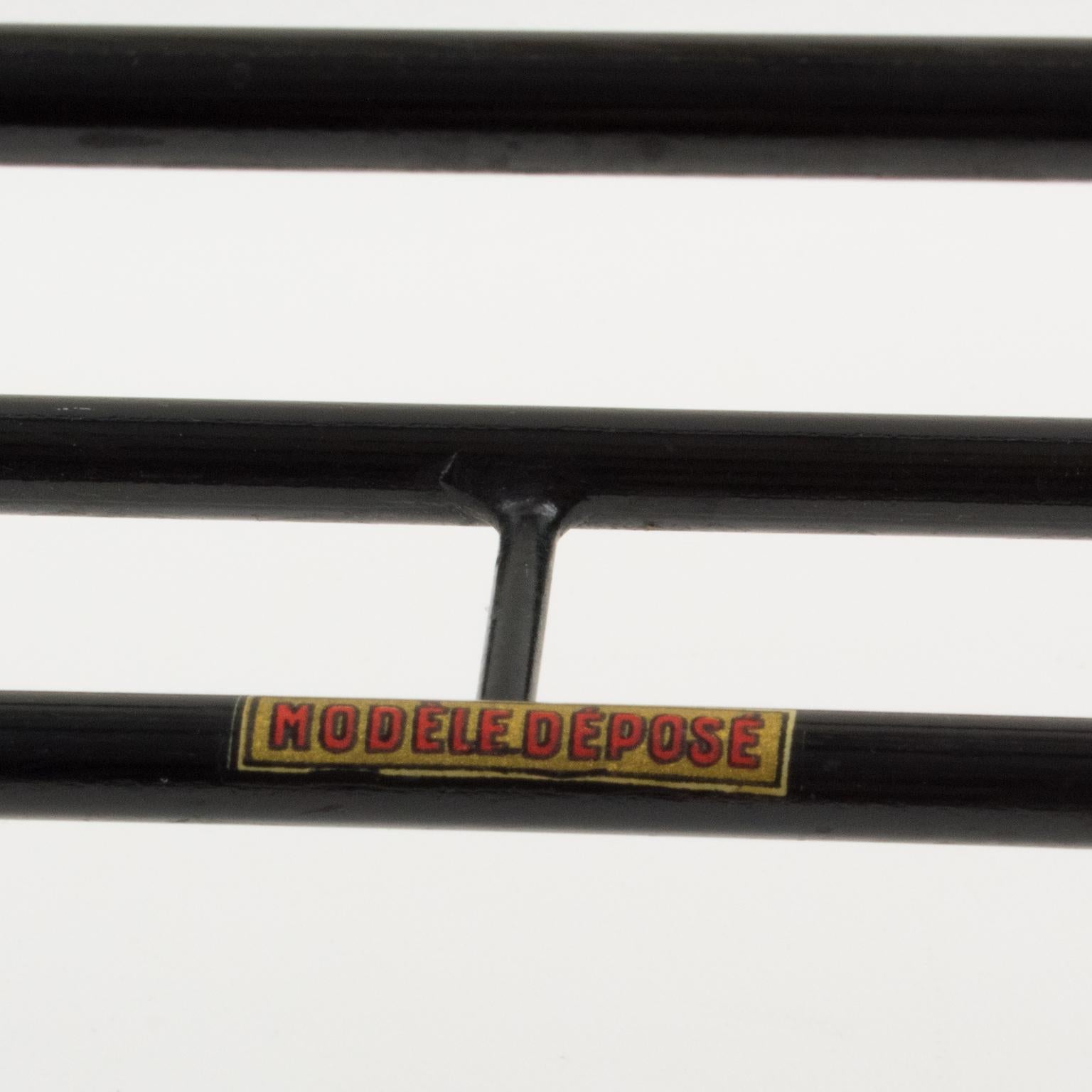 Mathieu Matégot Mid-Century Black, Yellow Lacquered Metal Magazine Holder For Sale 4