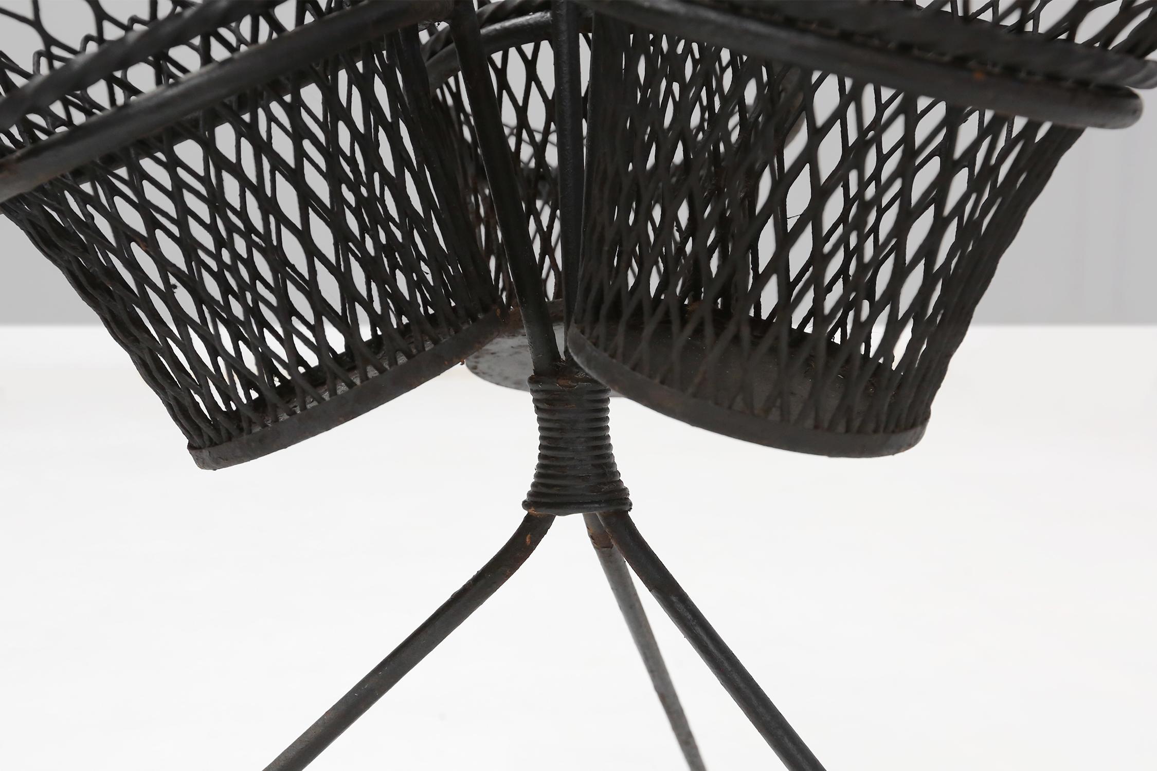 Mathieu Matégot mid-century metal plant rack produced in France 1950's For Sale 3