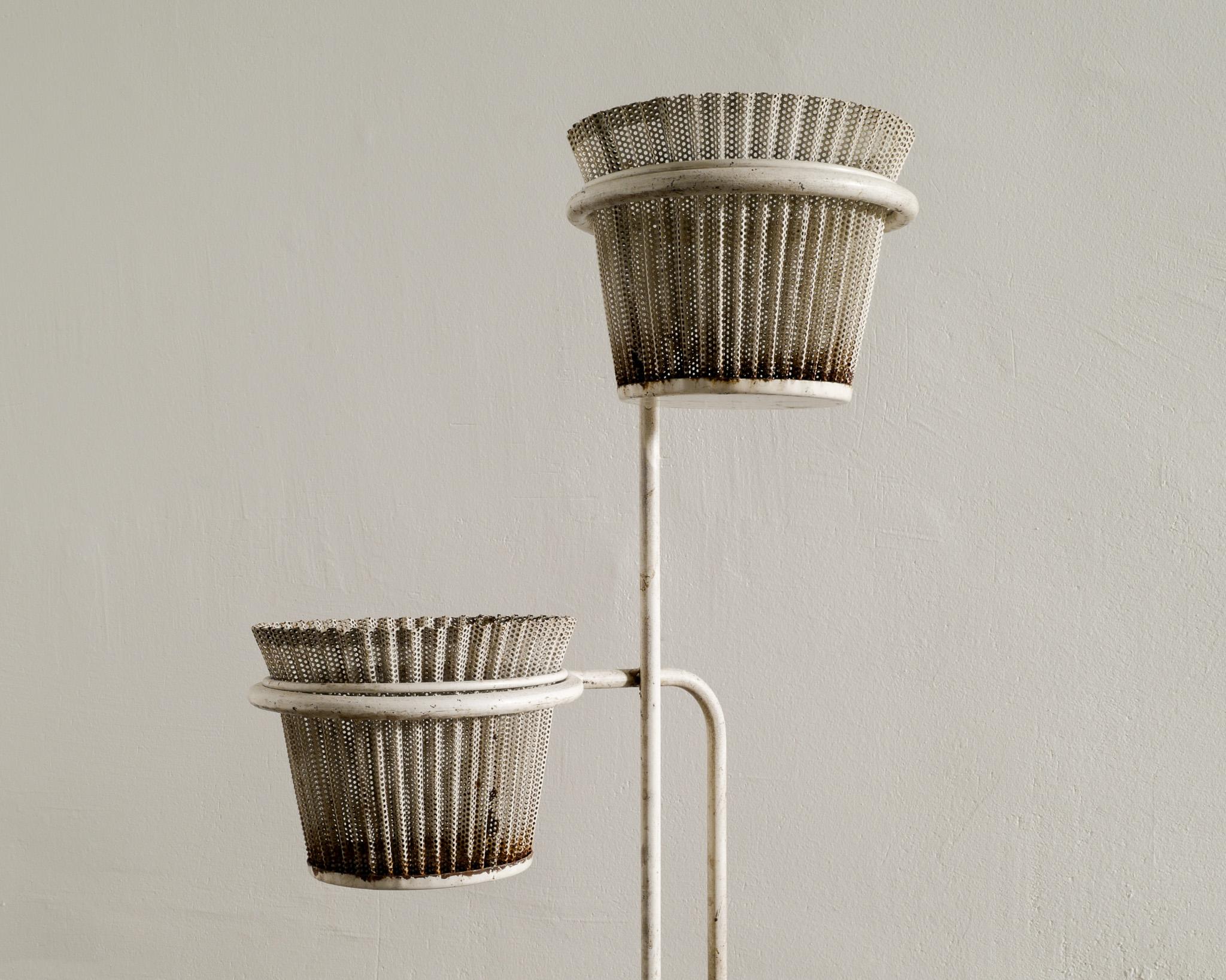 French Mathieu Matégot Mid Century Metal Plant Rack Produced in France 1950s 