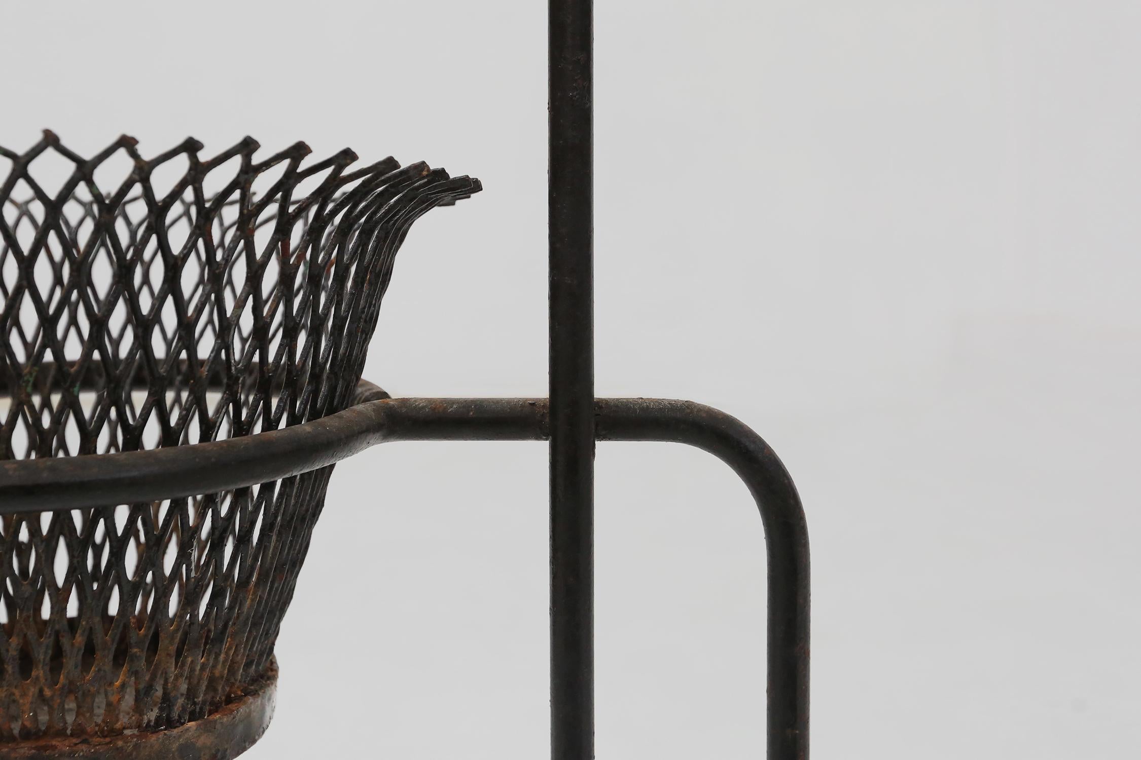 French Mathieu Matégot mid-century metal plant rack produced in France 1950's For Sale