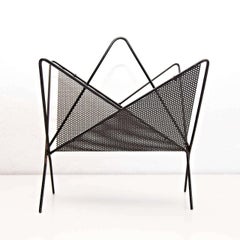 Mathieu Matégot Mid-Century Modern Black Metal Magazine Holder, circa 1950