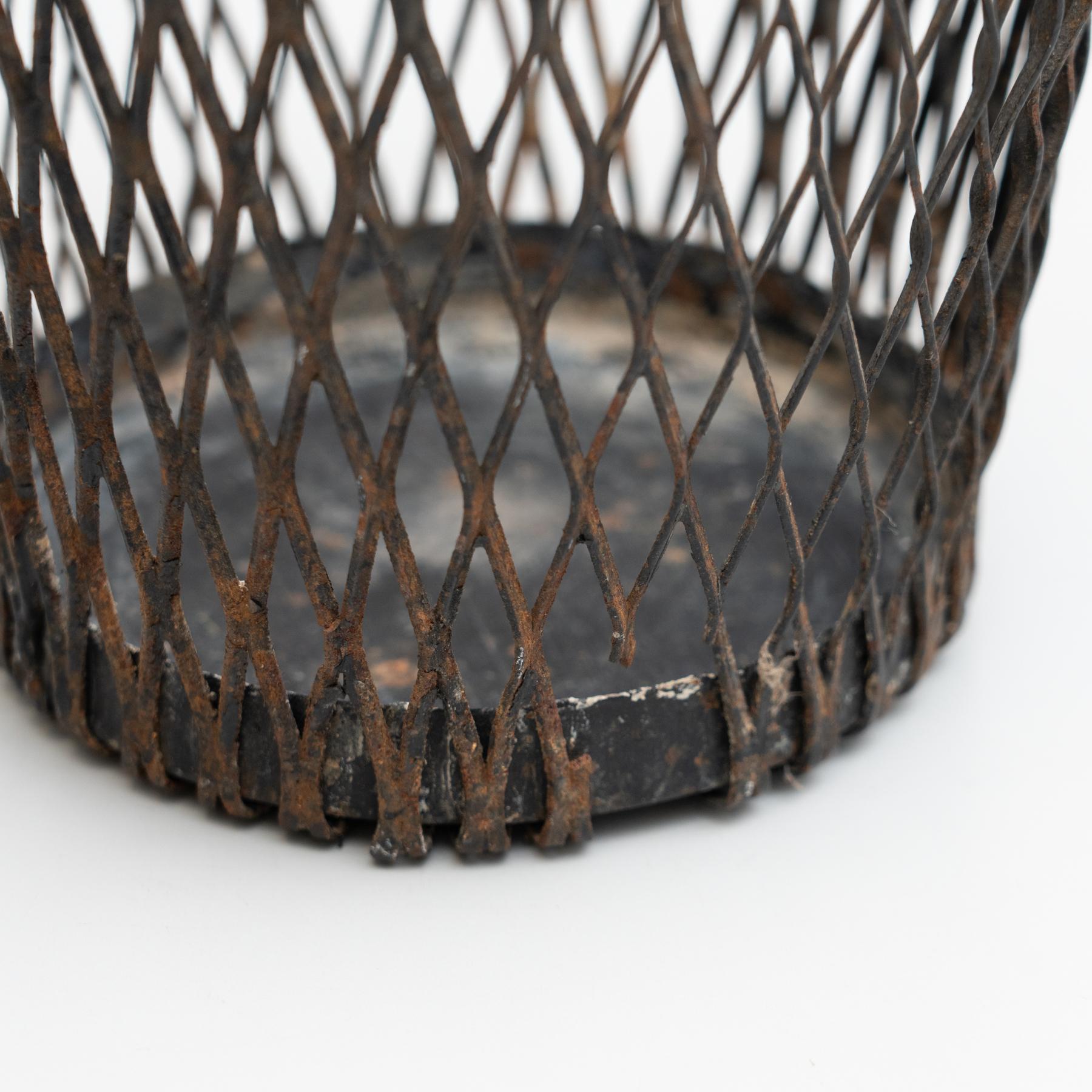 French Mathieu Matégot Mid-Century Modern, Enameled Metal Basket, circa 1950 For Sale