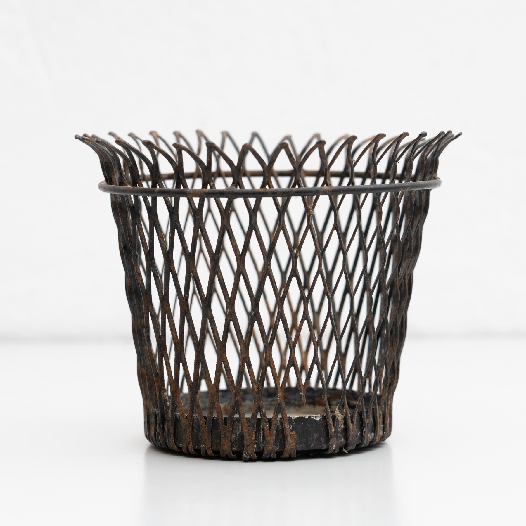 Mid-20th Century Mathieu Matégot Mid-Century Modern, Enameled Metal Basket, circa 1950 For Sale