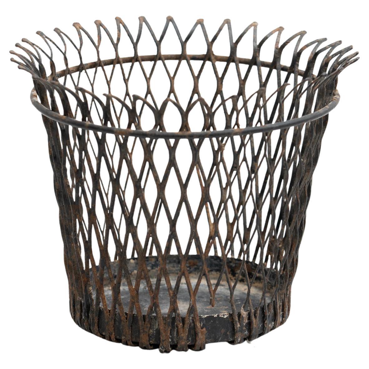 Mathieu Matégot Mid-Century Modern, Enameled Metal Basket, circa 1950 For Sale