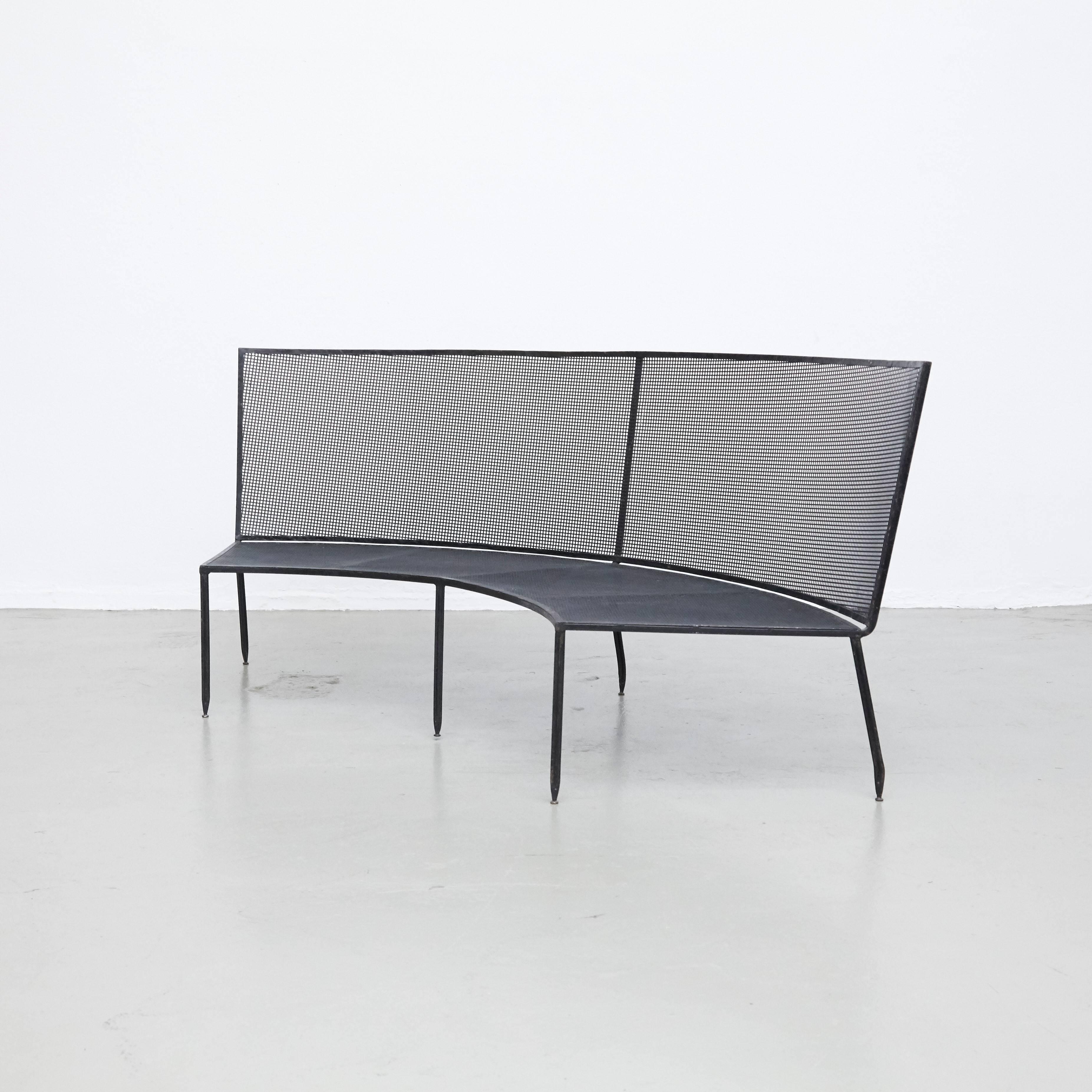 Mathieu Matégot Mid-Century Modern Formalist Black Lacquered Curved Metal Sofa 1