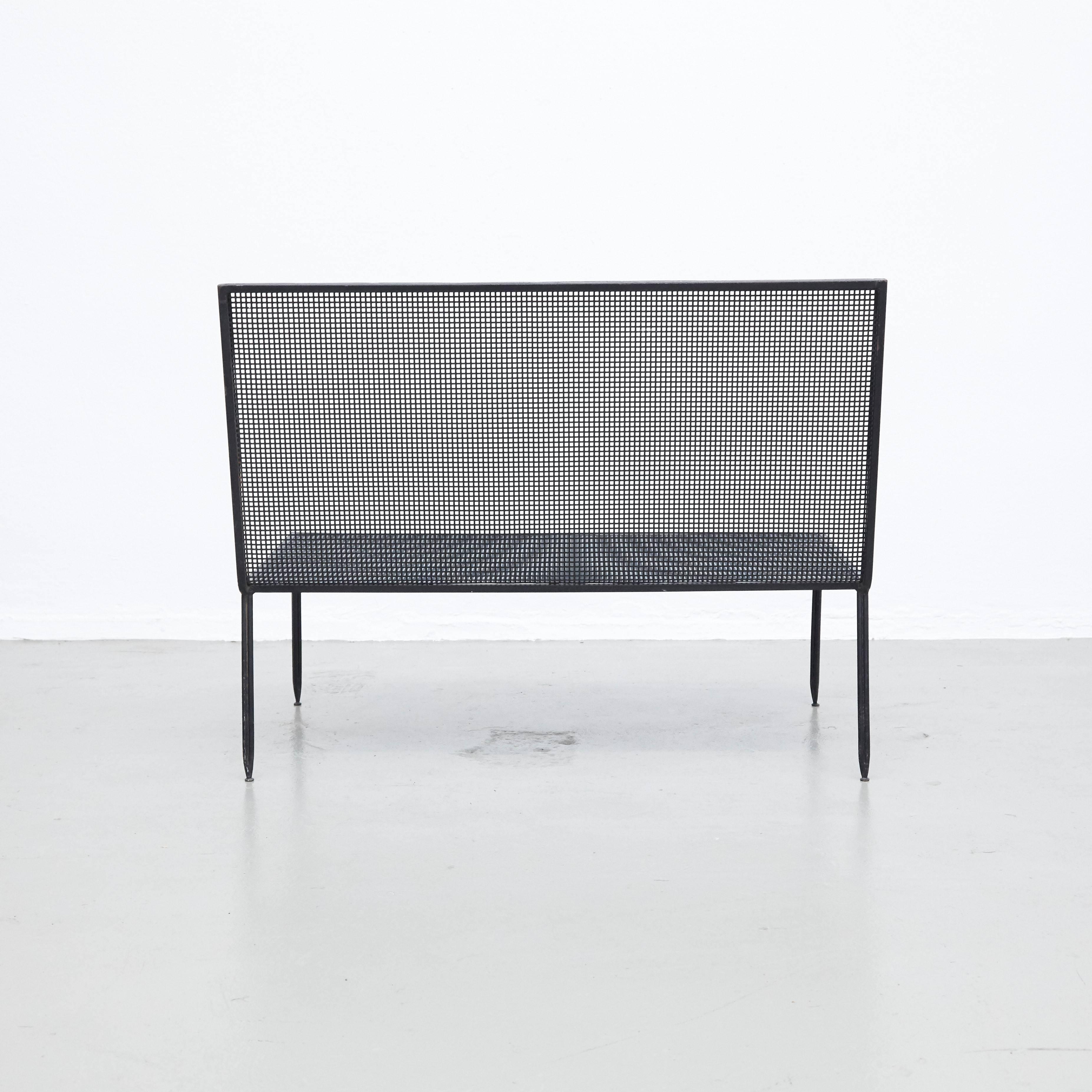 Mathieu Matégot Mid-Century Modern Formalist Black Lacquered Metal Sofa In Good Condition In Barcelona, Barcelona