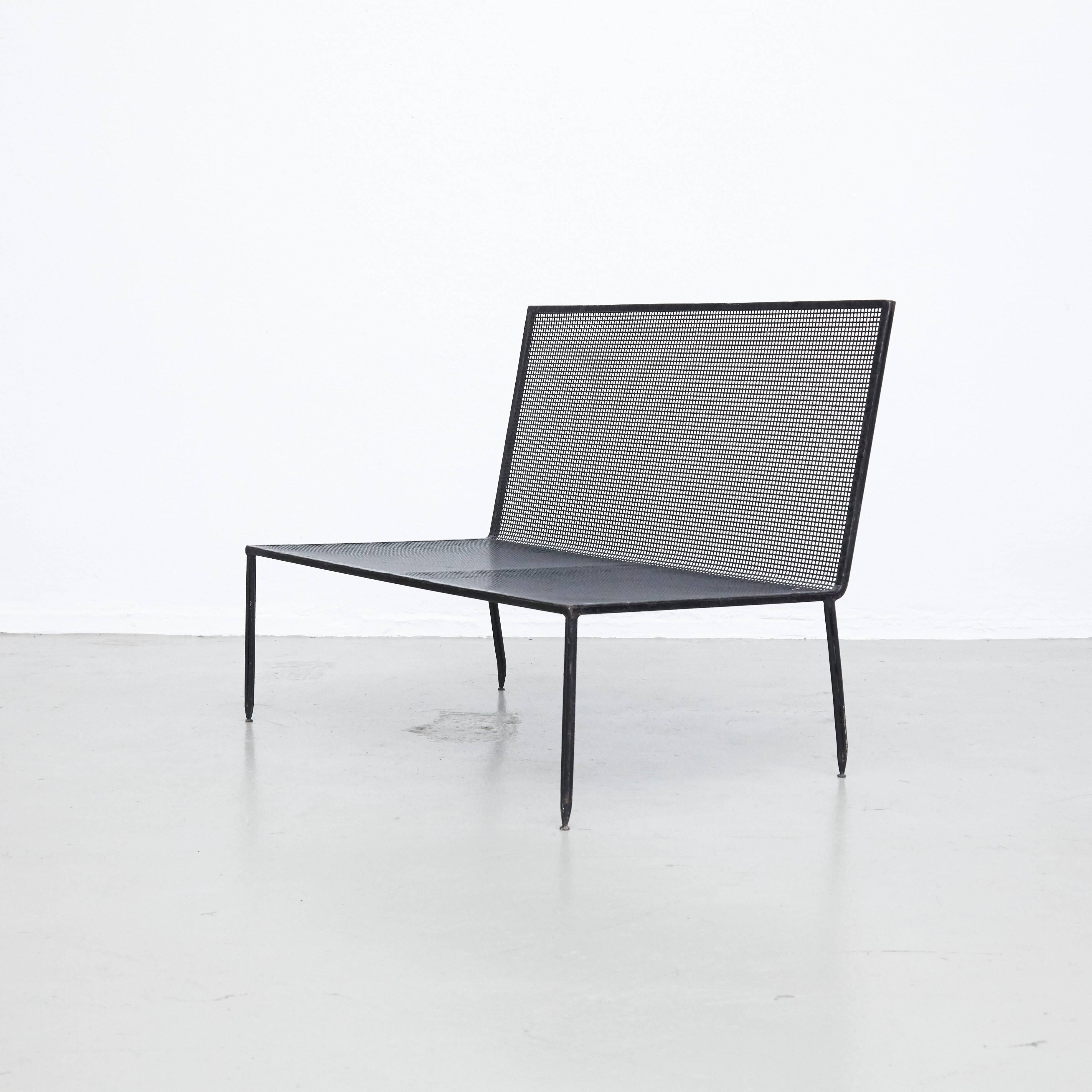 Mathieu Matégot Mid-Century Modern Formalist Black Lacquered Metal Sofa 1