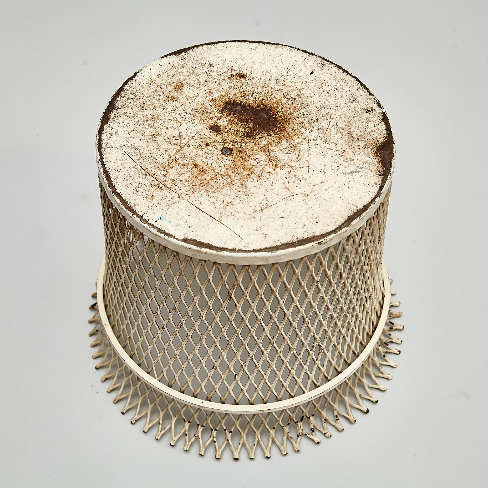 Mid-20th Century Mathieu Matégot Mid-Century Modern French White Metal Paper Bin , circa 1950 For Sale