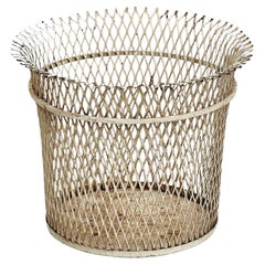 Mathieu Matégot Mid-Century Modern French White Metal Paper Bin , circa 1950