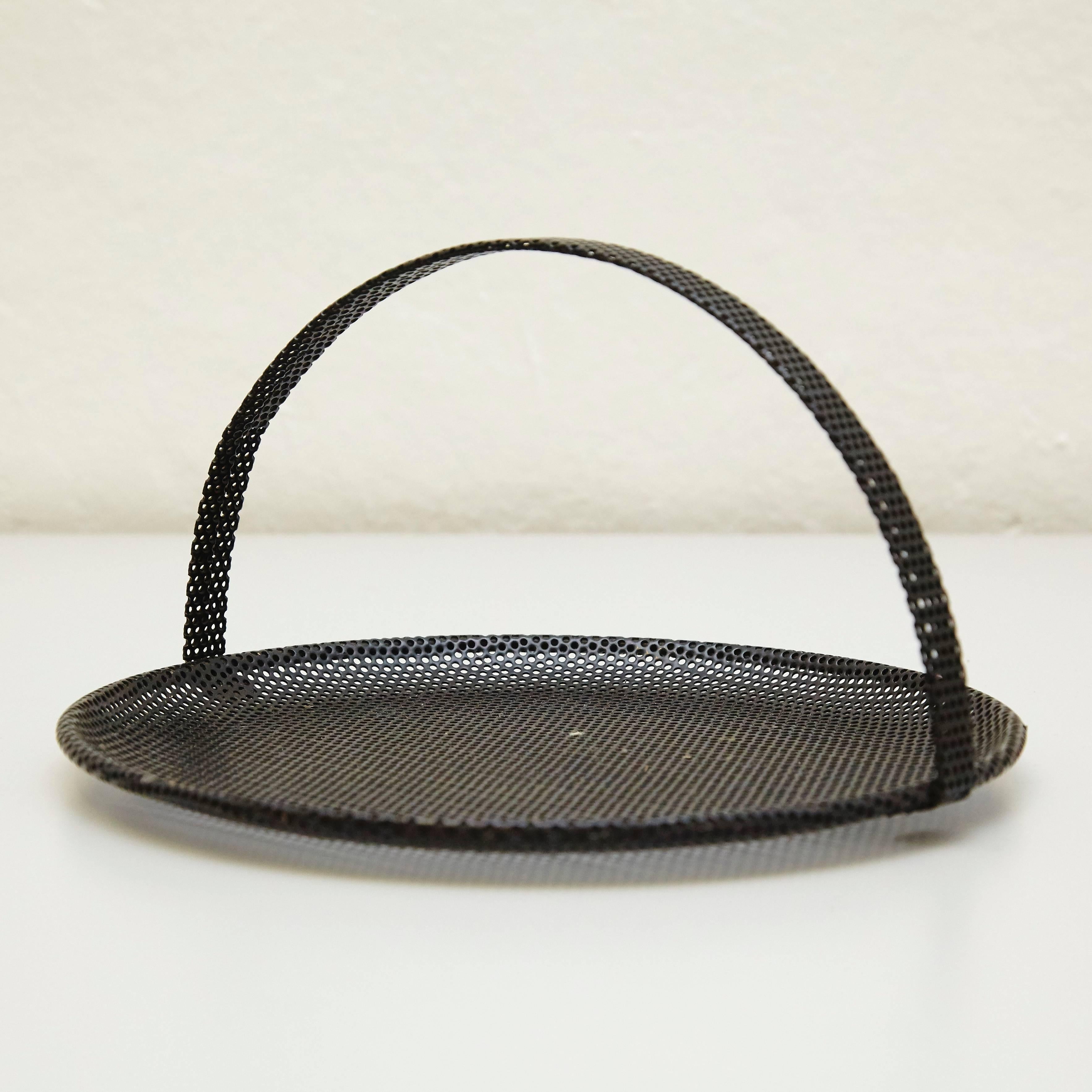 Mathieu Matégot Mid-Century Modern Fruit Black Plate, circa 1950 In Good Condition In Barcelona, Barcelona