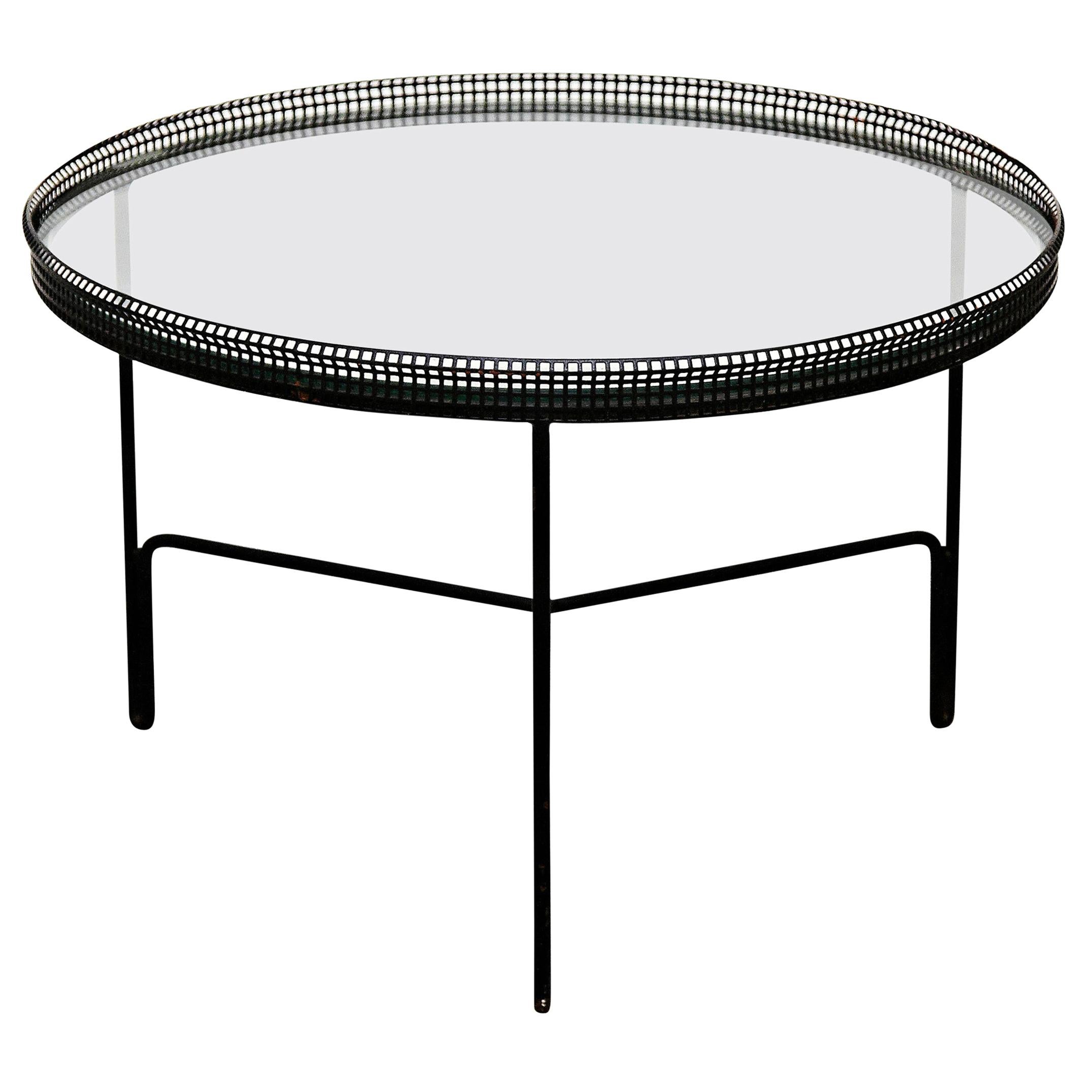 Mathieu Matégot Mid-Century Modern Metal and Glass Coffee Table, circa 1950