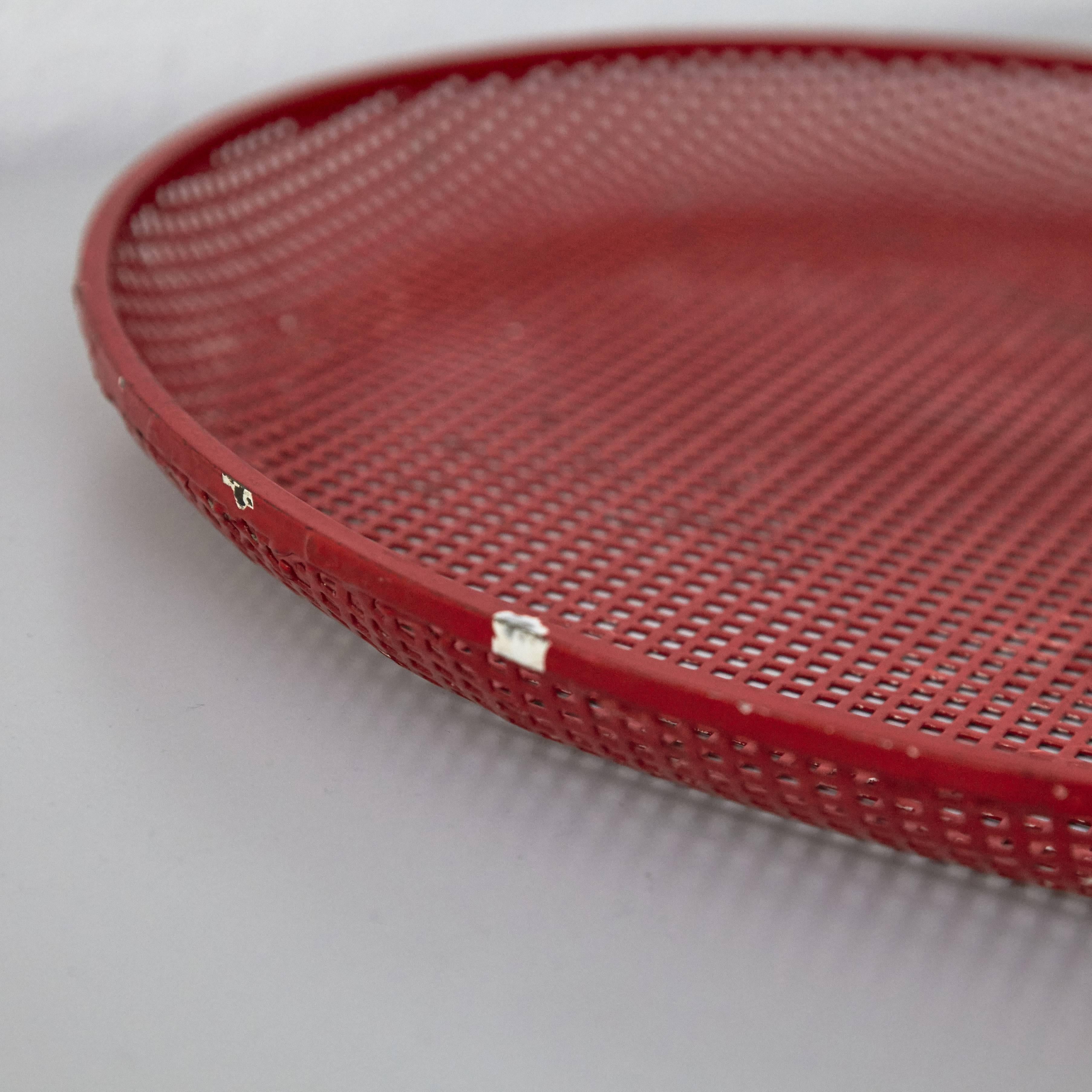 Mathieu Matégot Mid-Century Modern Red Enameled Metal Plate, circa 1950 2