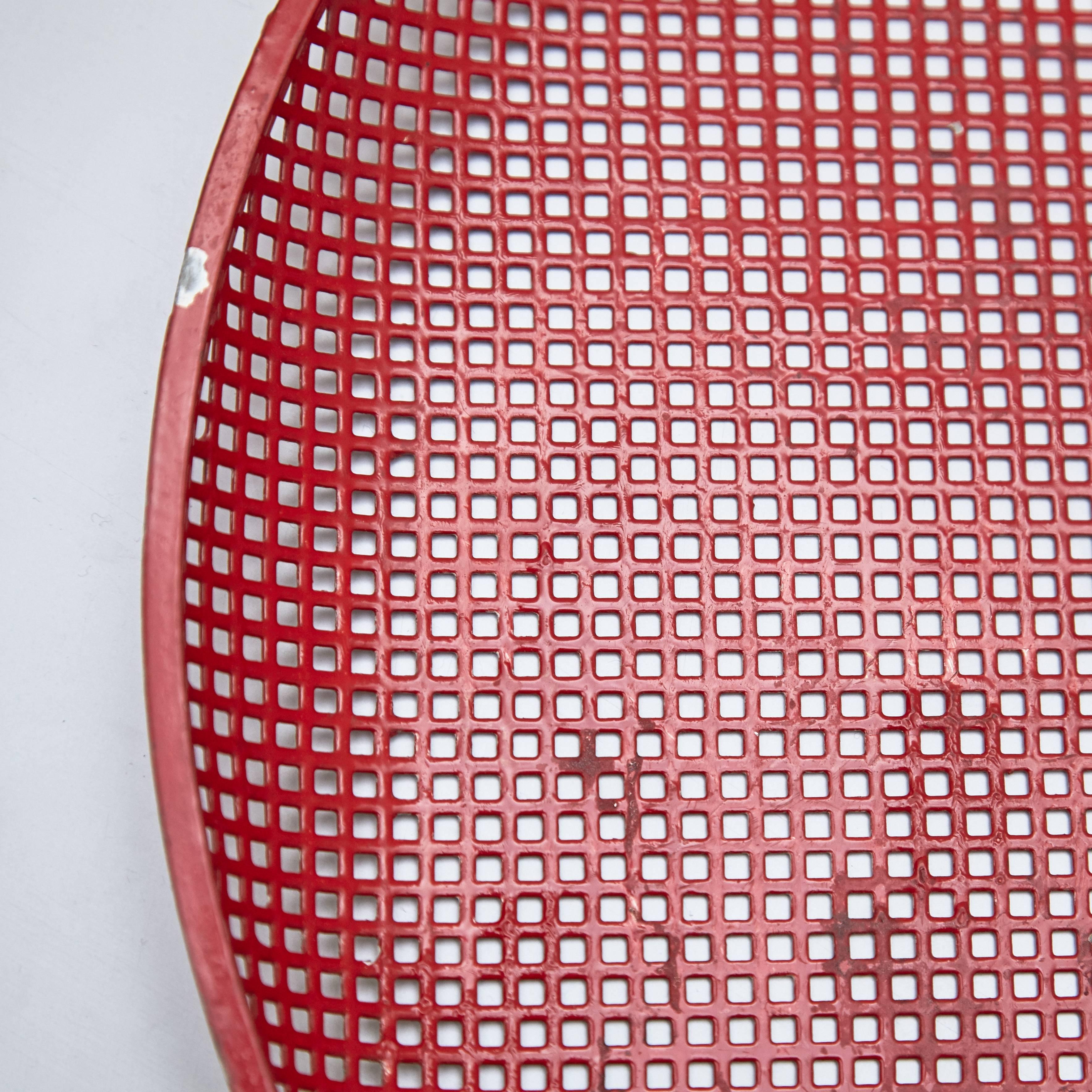 Mathieu Matégot Mid-Century Modern Red Enameled Metal Plate, circa 1950 4