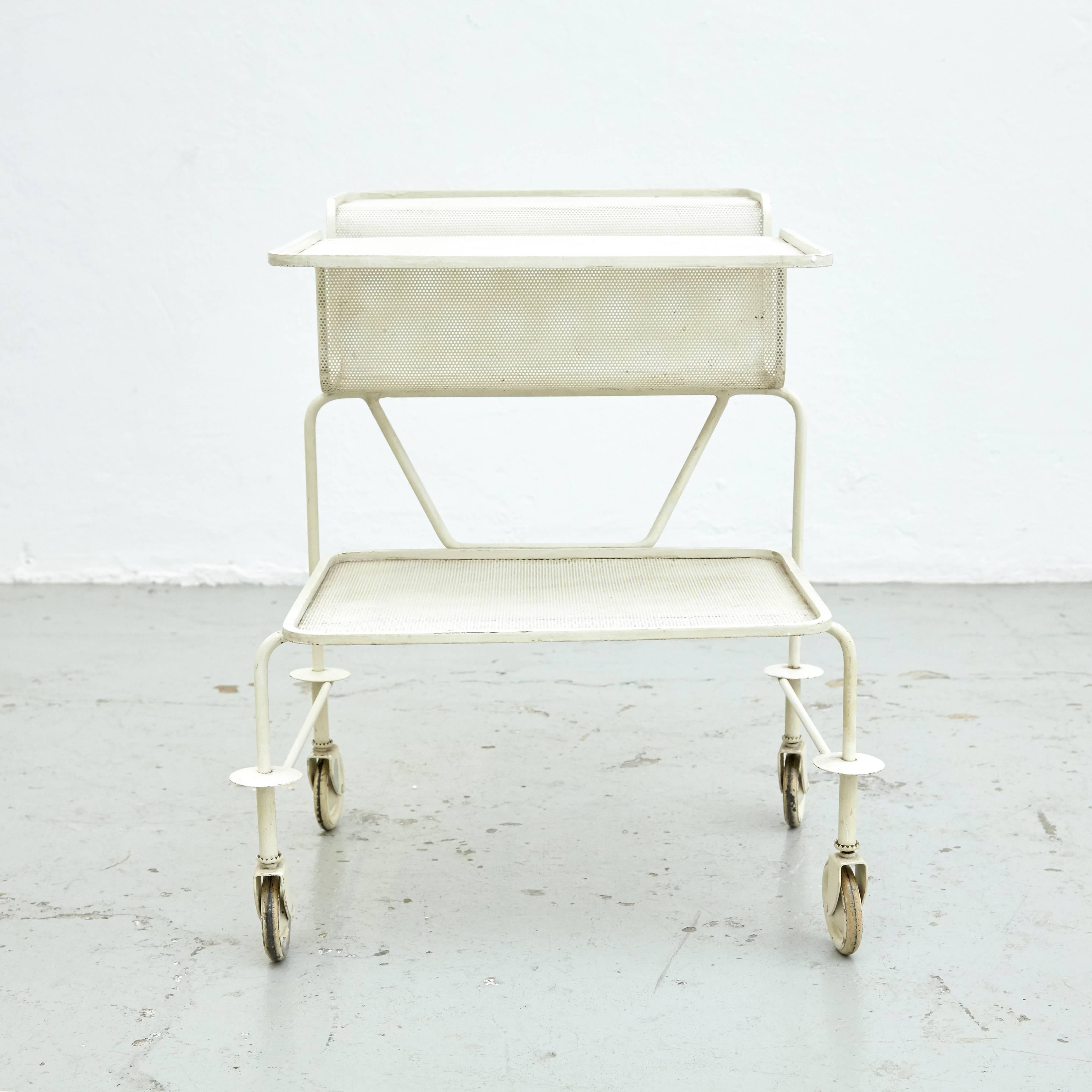Mid-20th Century Mathieu Mategot Mid Century Modern White Lacquered French Trolley, circa 1950