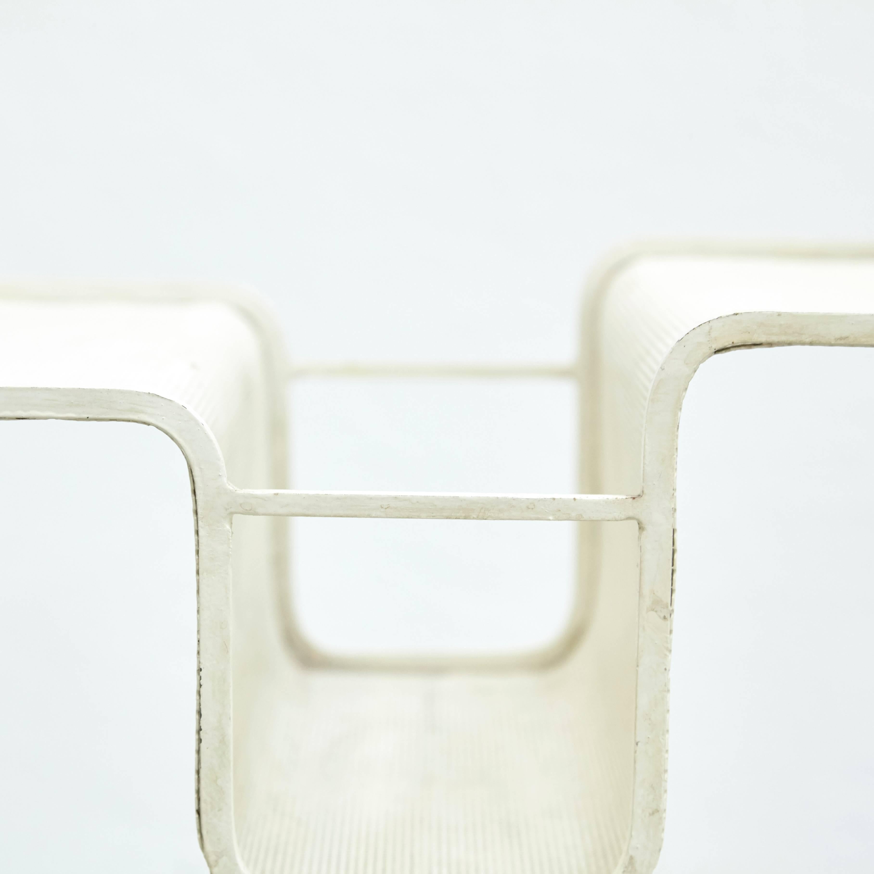 Metal Mathieu Mategot Mid Century Modern White Lacquered French Trolley, circa 1950