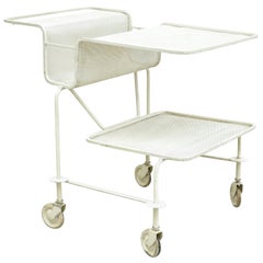 Mathieu Matégot Mid-Century Modern White Lacquered French Trolley, circa 1950