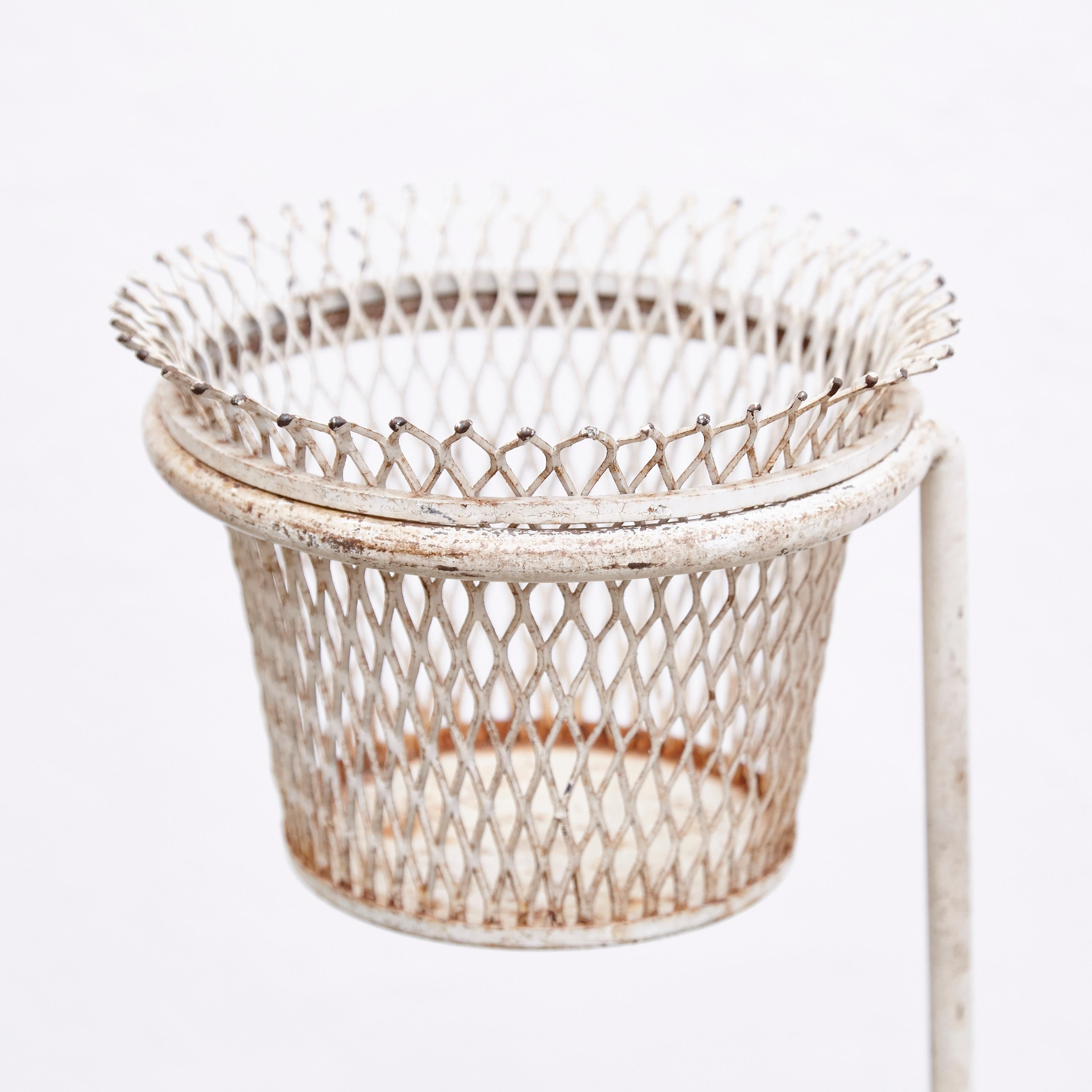 Mathieu Matégot, Mid-Century Modern, White Metal French Plant Stand, circa 1950 6