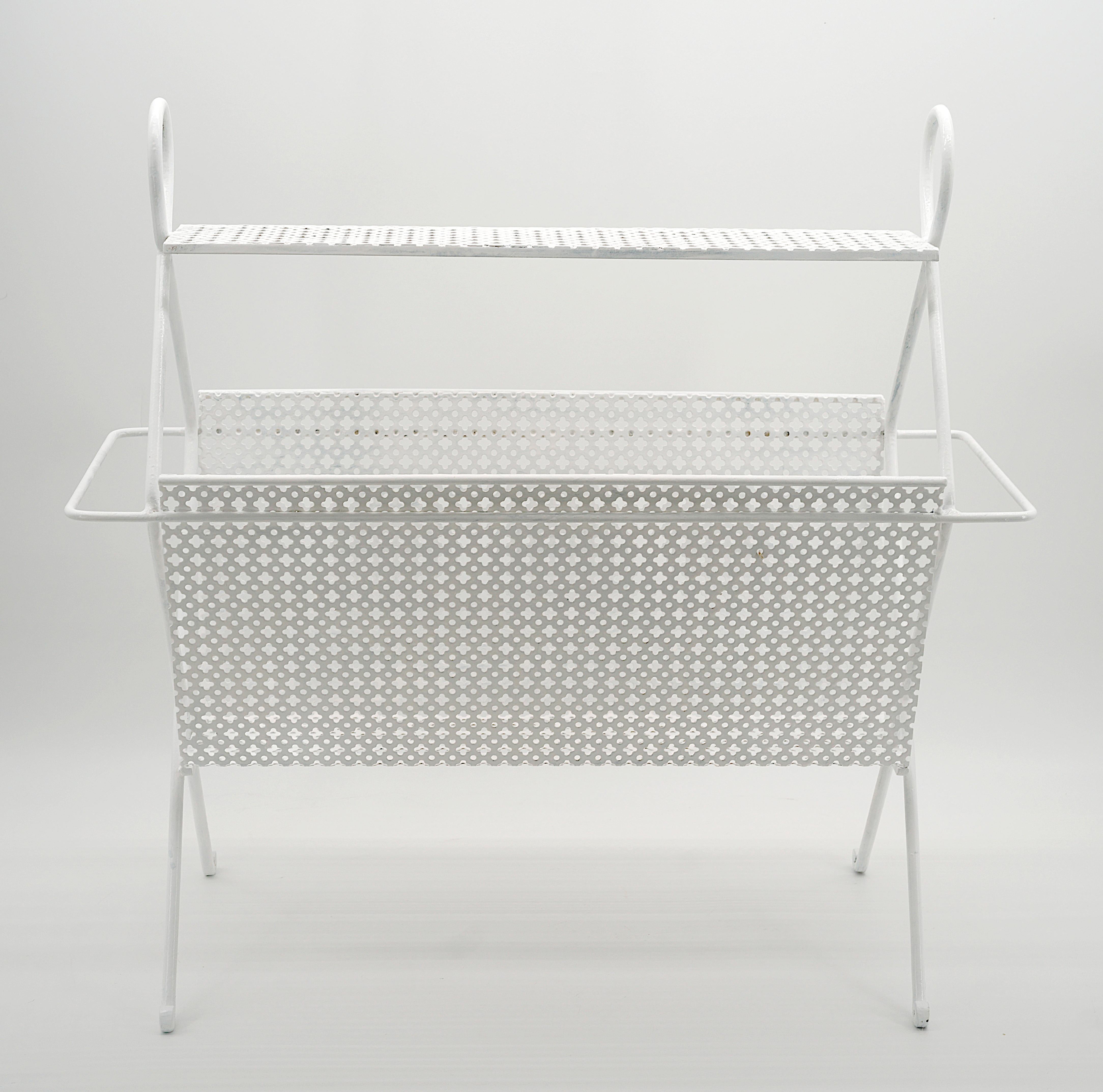 Mid-Century Modern Mathieu Mategot Midcentury End Side Table Magazine Rack, 1950s For Sale