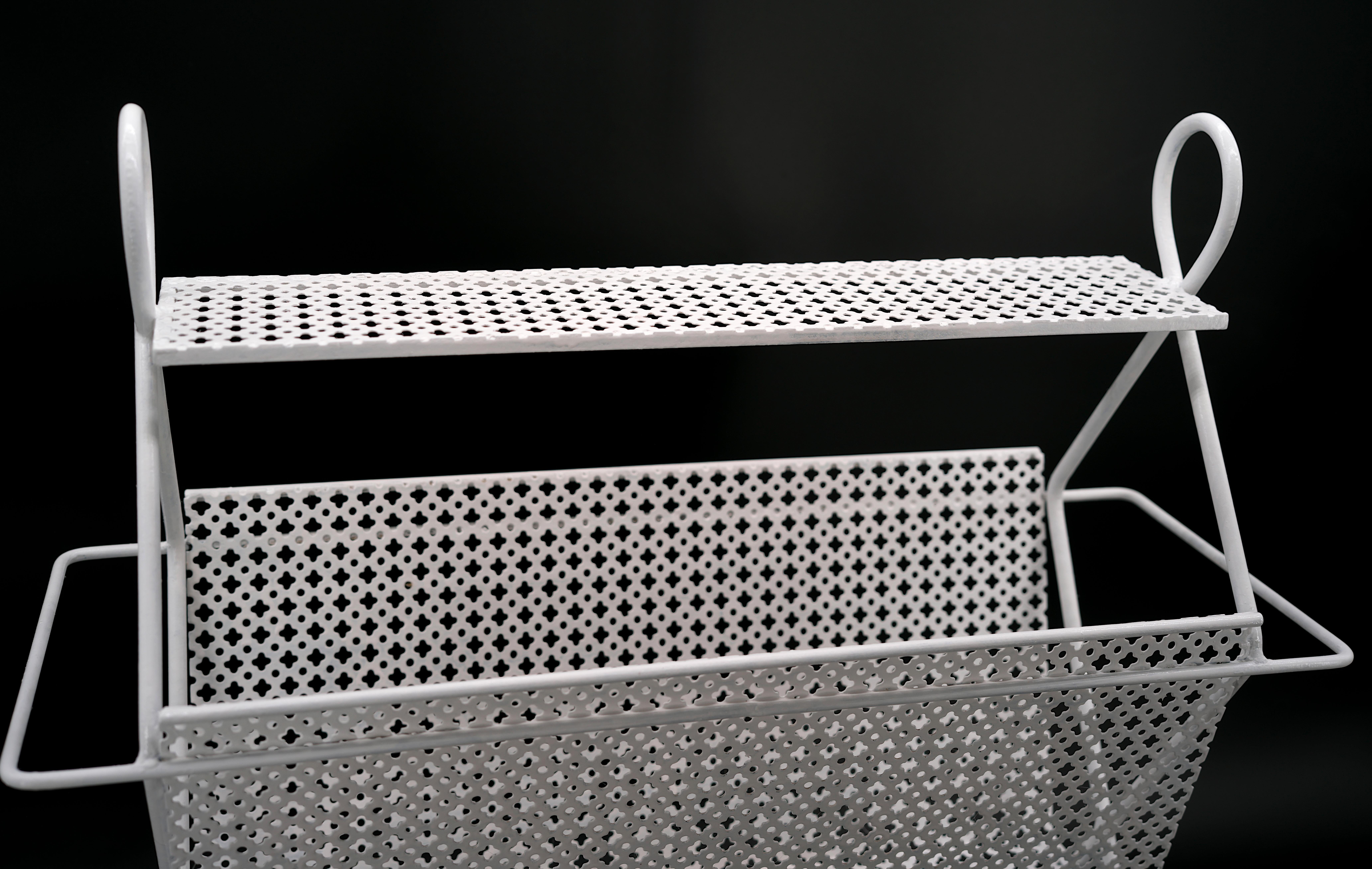 French Mathieu Mategot Midcentury End Side Table Magazine Rack, 1950s For Sale