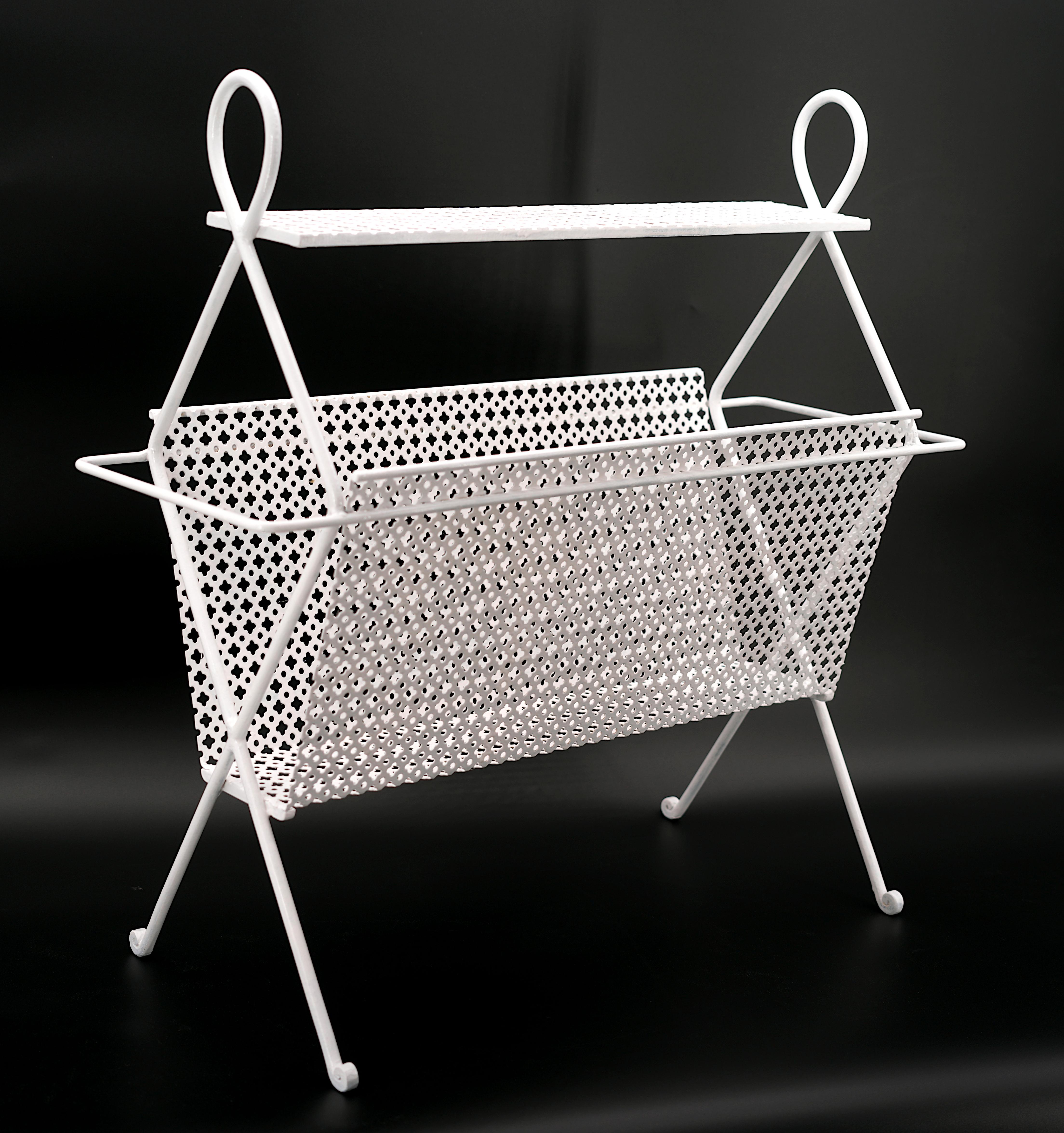 Mid-20th Century Mathieu Mategot Midcentury End Side Table Magazine Rack, 1950s For Sale