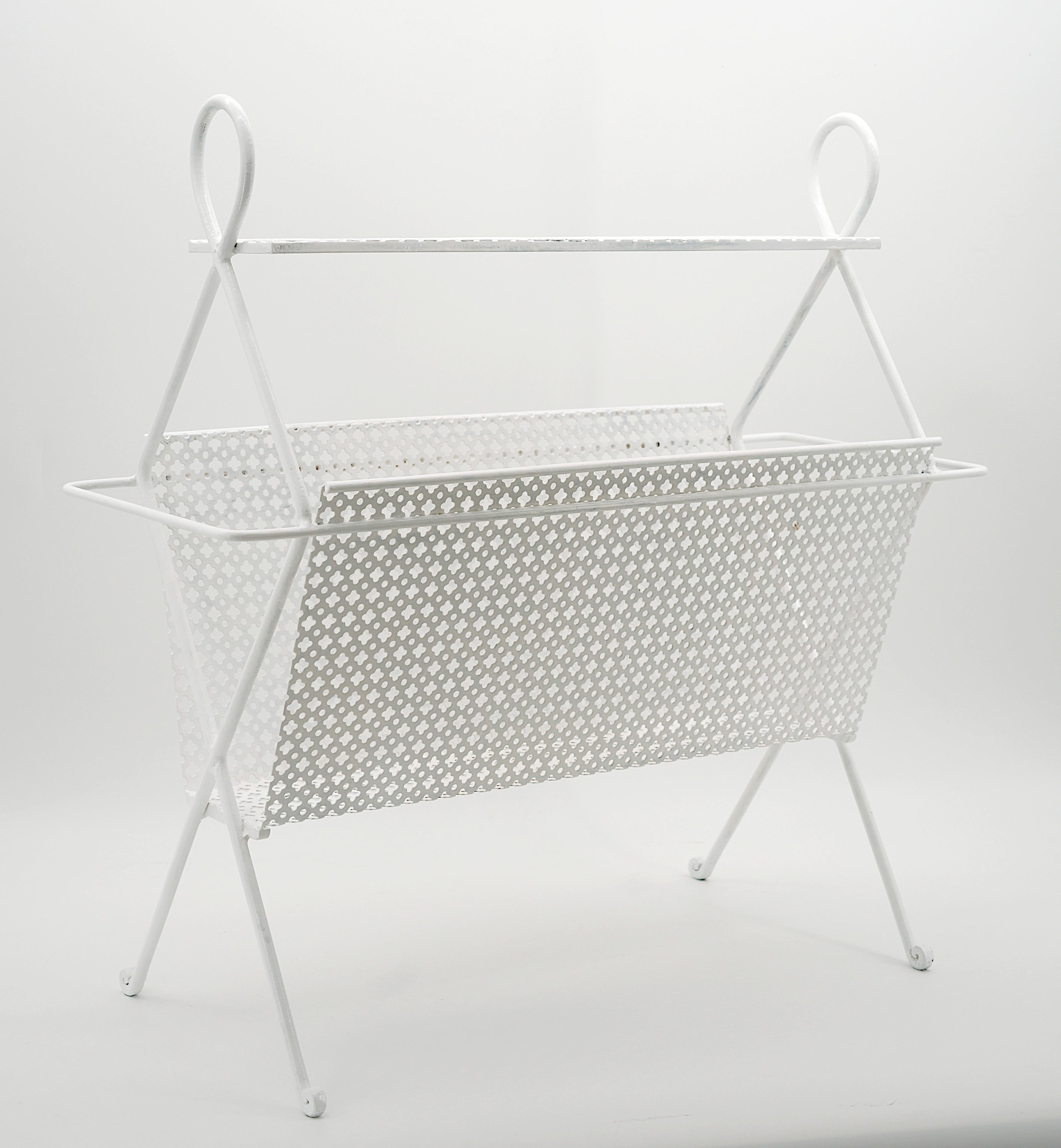 Iron Mathieu Mategot Midcentury End Side Table Magazine Rack, 1950s For Sale