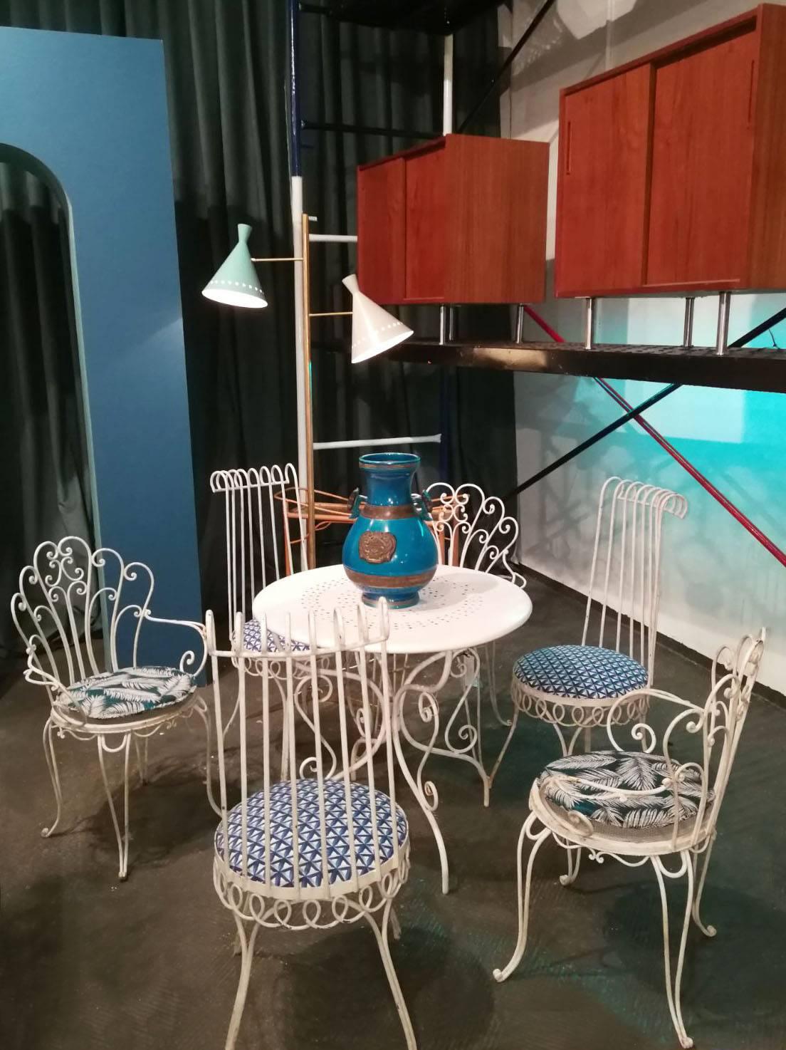 Mathieu Matégot Mid-Century Modern Satz von vier Stühlen, Frankreich, 1950 (Baumwolle)