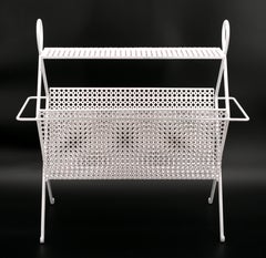 Mathieu Matégot Midcentury Side Table & Magazine Rack, France, 1950s
