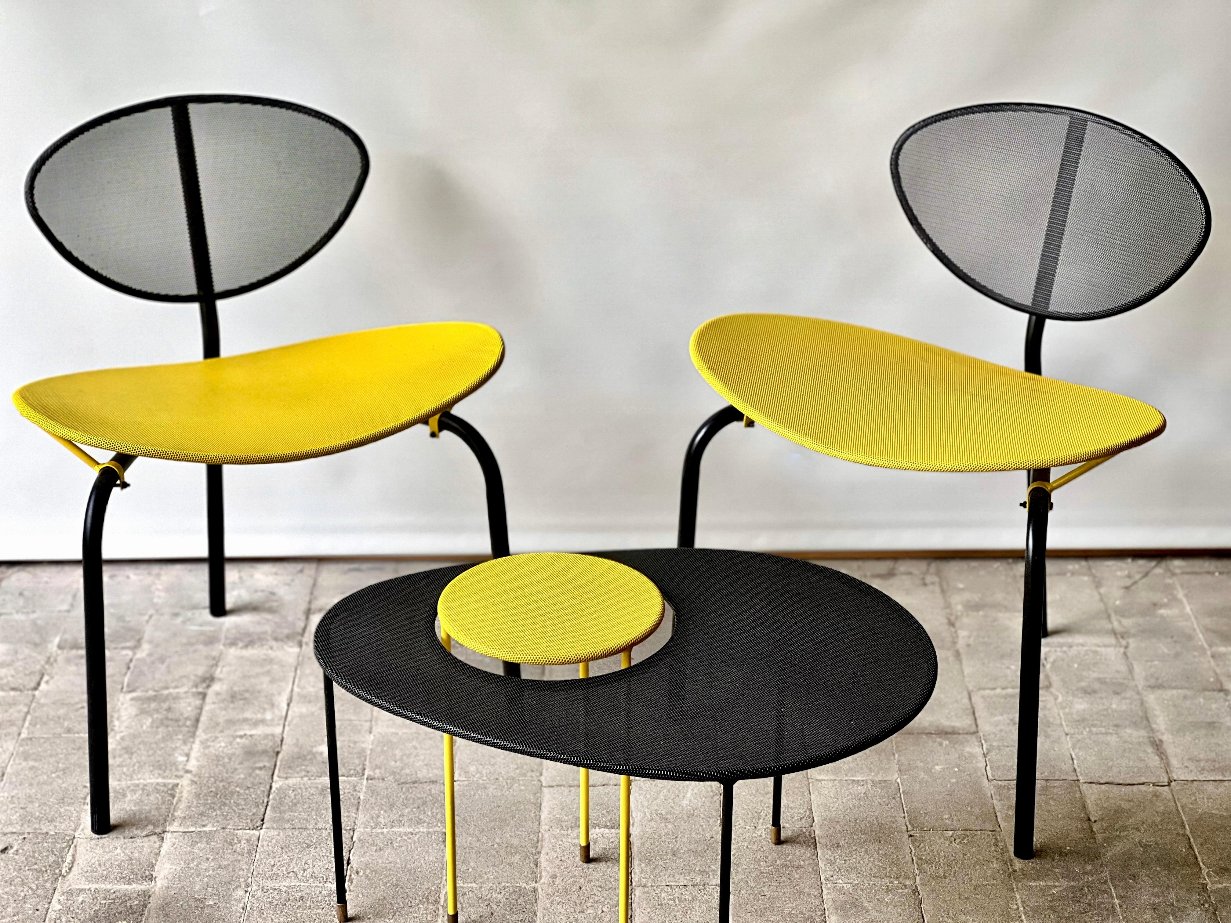 Mathieu Mategot, Nagasaki chair in black and yellow For Sale 7