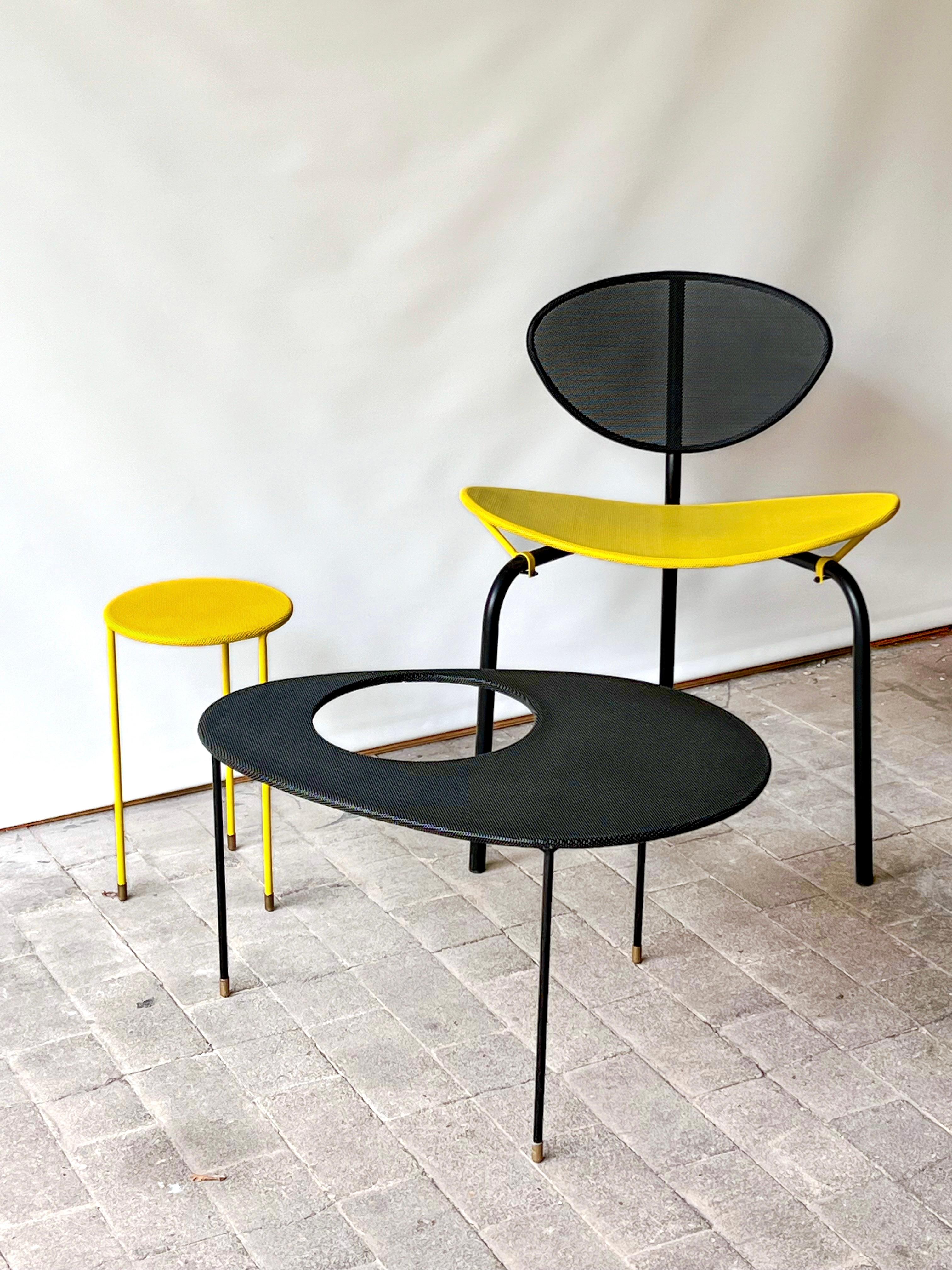Mathieu Mategot, Nagasaki chair in black and yellow For Sale 11