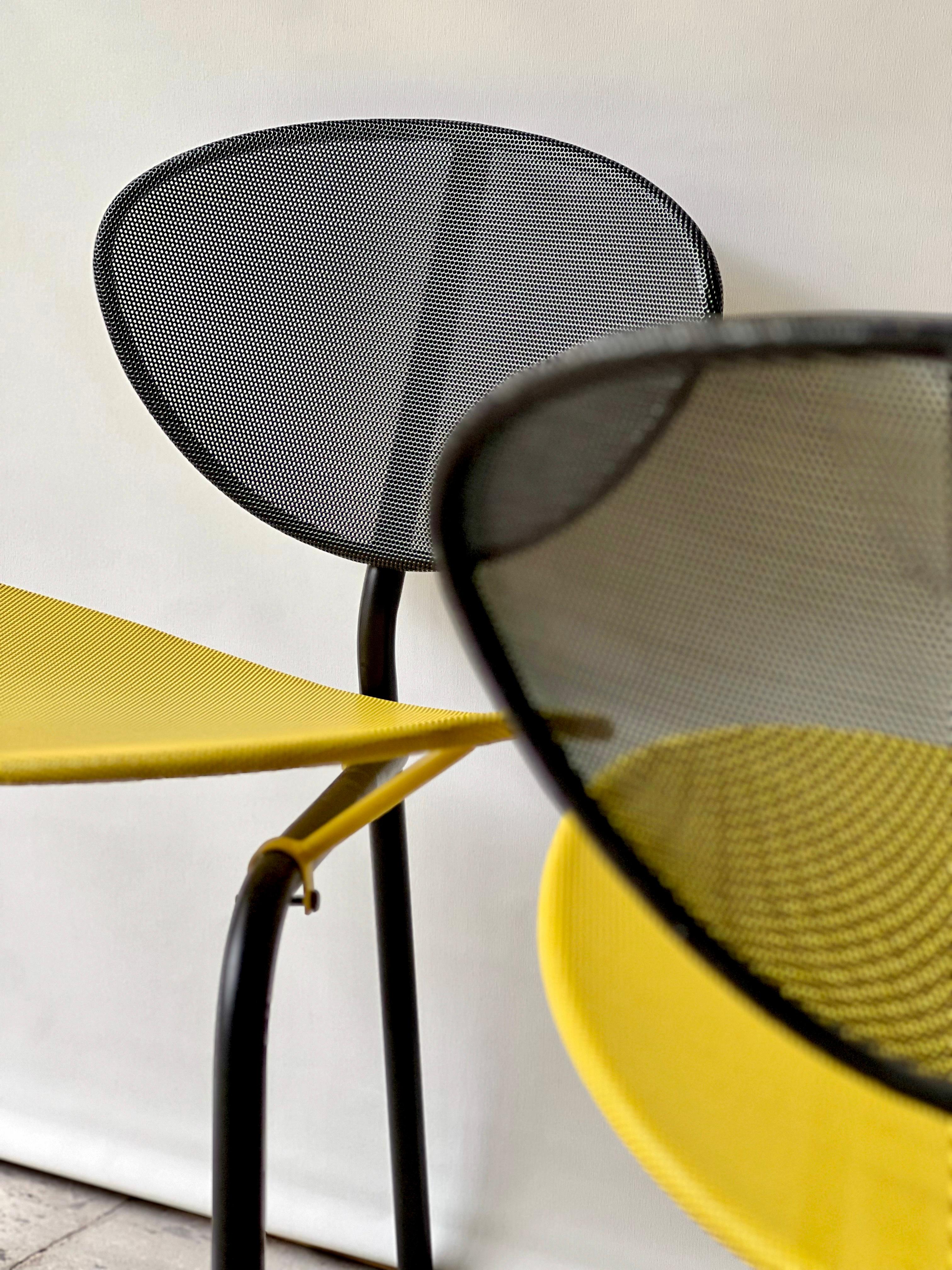 Mathieu Mategot, Nagasaki chair in black and yellow For Sale 12