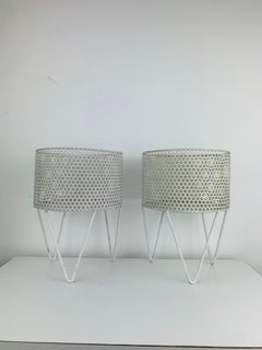 Mathieu Mategot pair of tripod plant stands, rigidule, 1950's