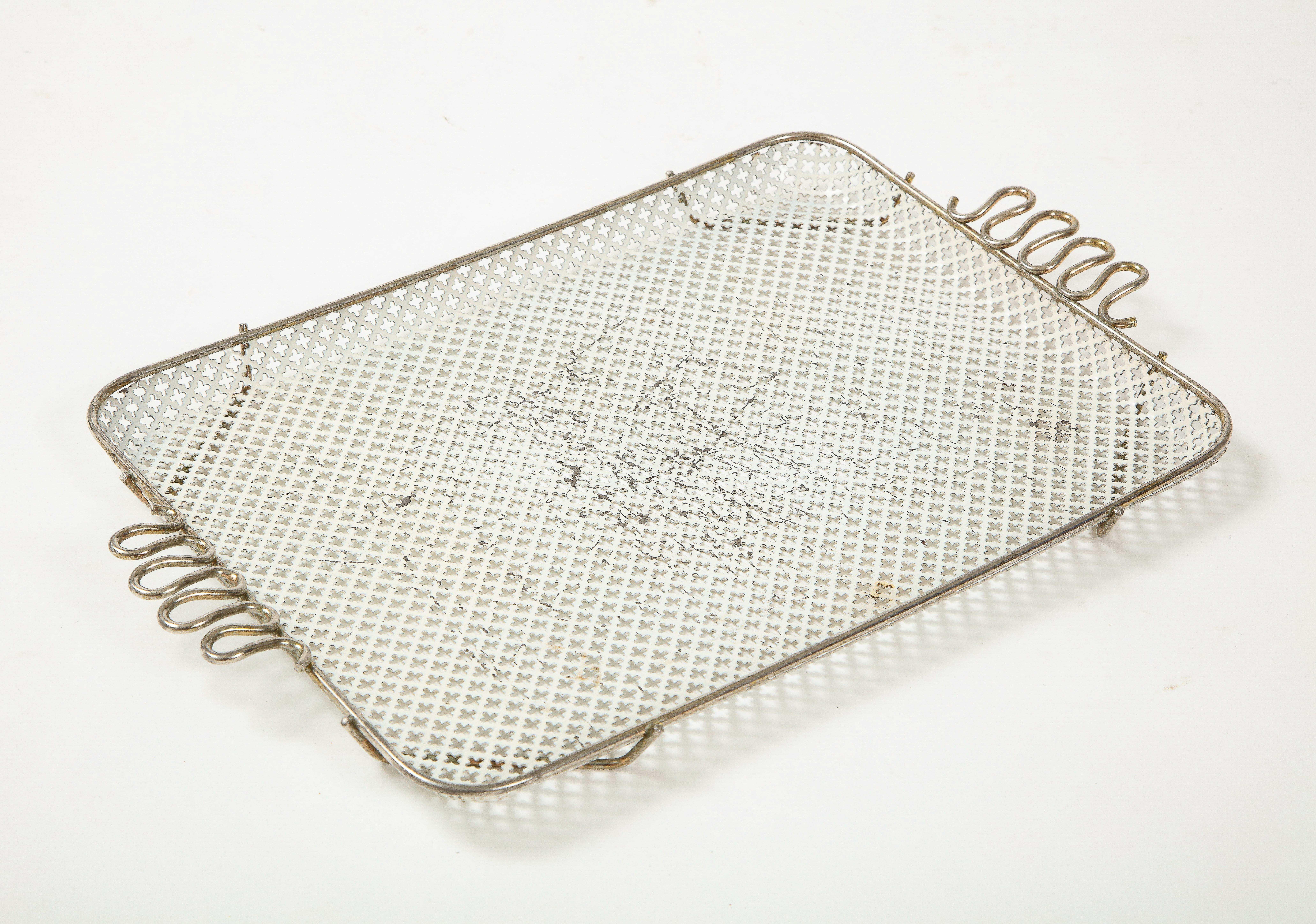 Modern Mathieu Mategot Perforated White Metal Tray