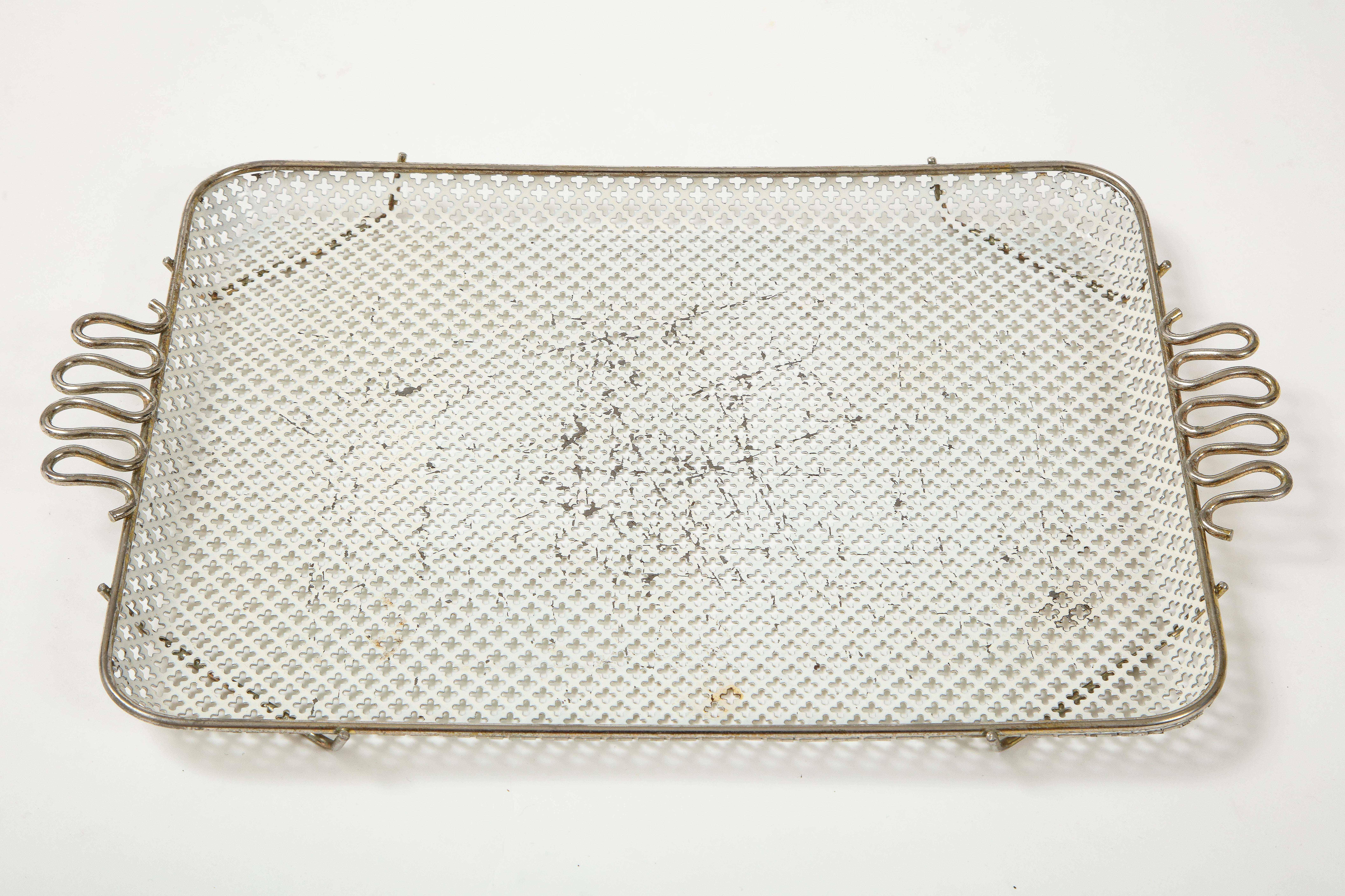 20th Century Mathieu Mategot Perforated White Metal Tray