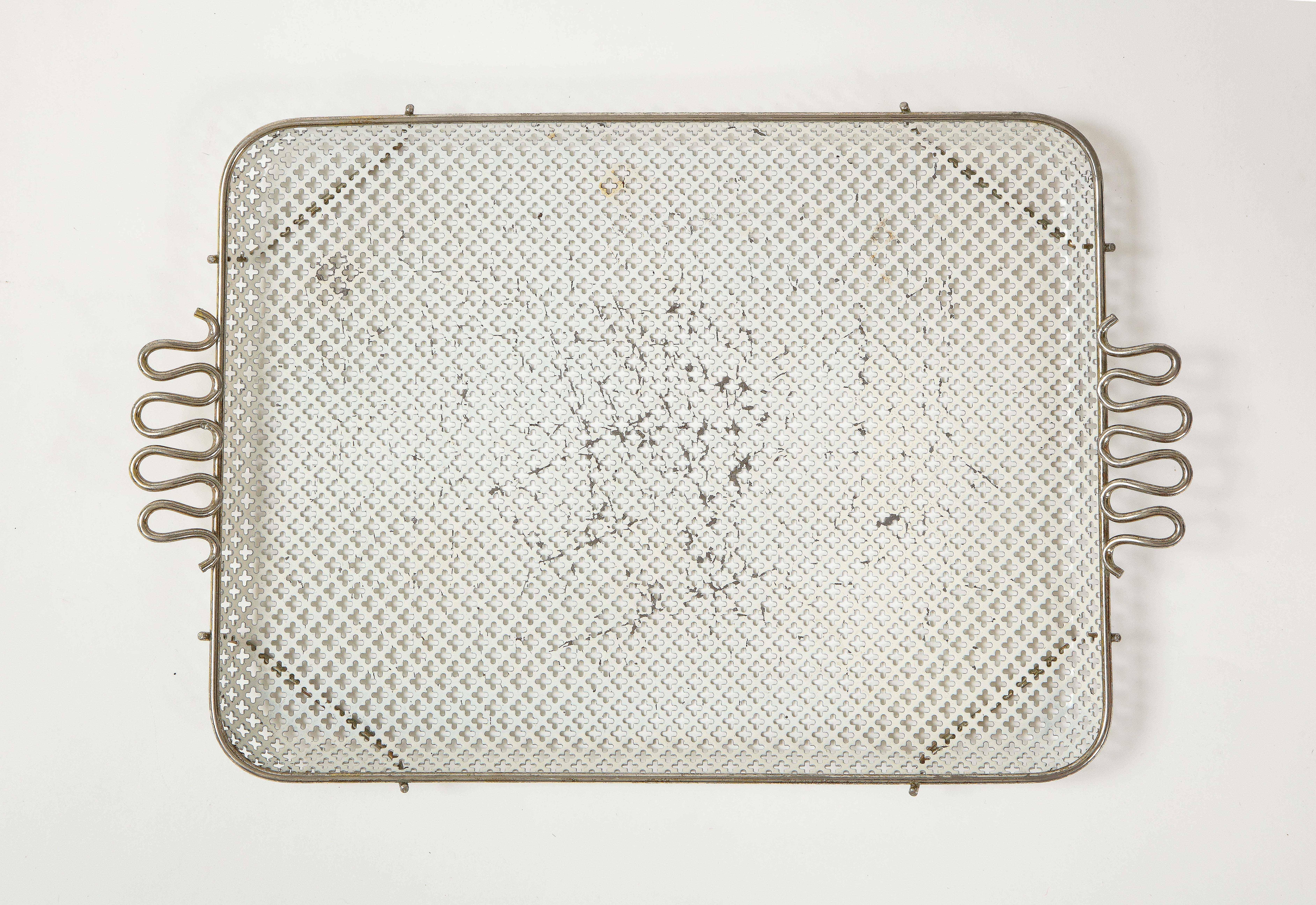 Mathieu Mategot Perforated White Metal Tray 1